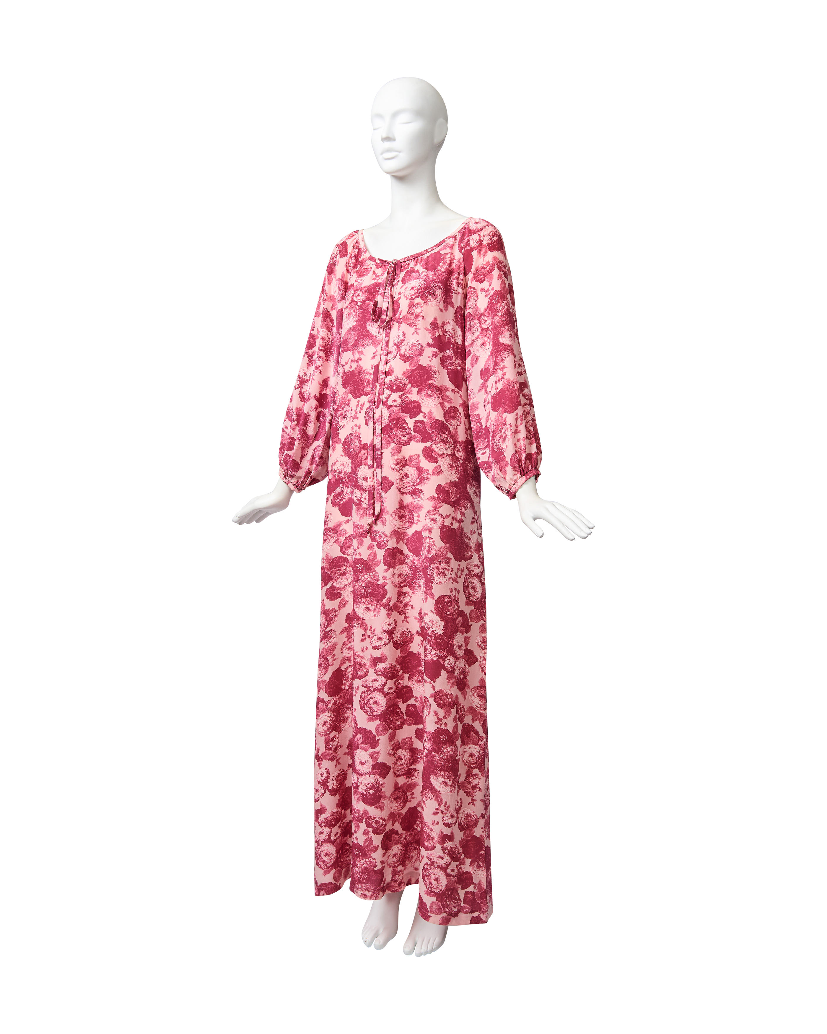long sleeve tent dress 70s Embroidered Silk Tent Dress