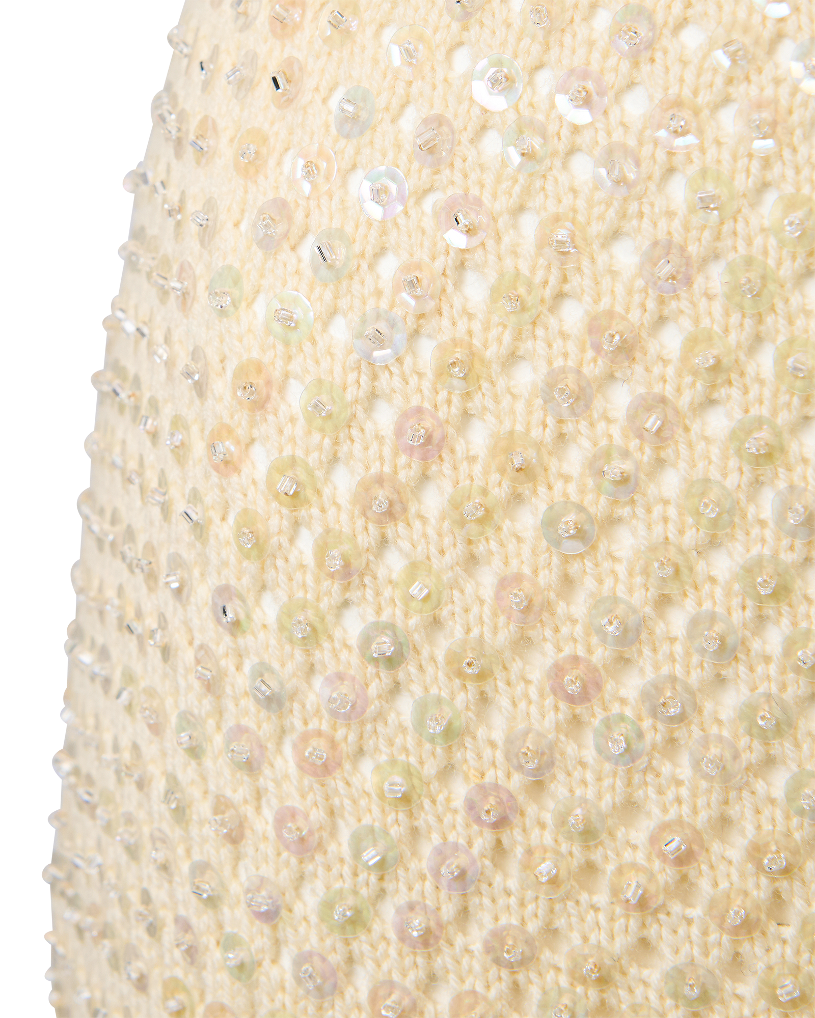 1960's Ecru Fully Embellished Sequin Knit Dress