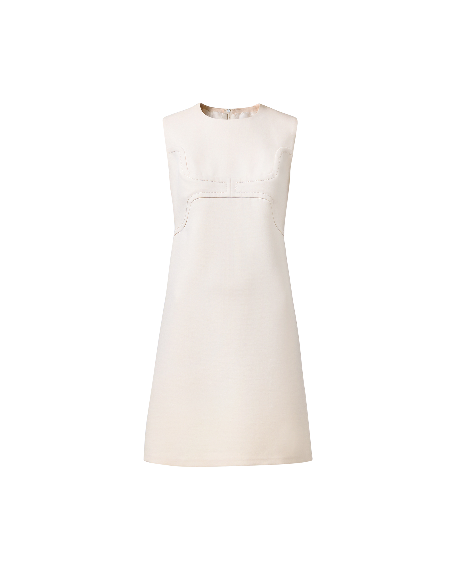 1960's Ecru Space Age Scoop Neck Sleeveless Dress