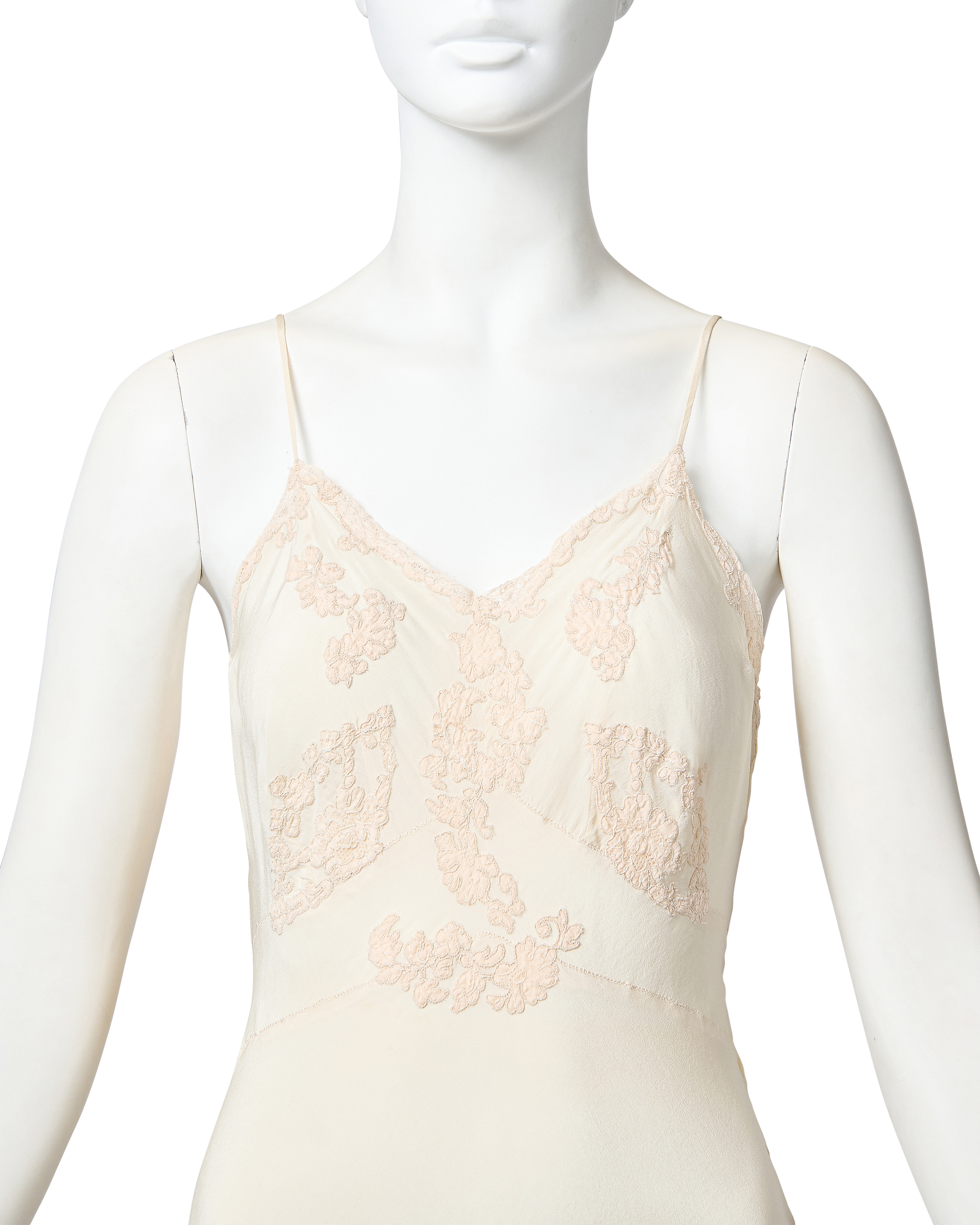 1920's Silk Slip Dress with Embroidered Trim