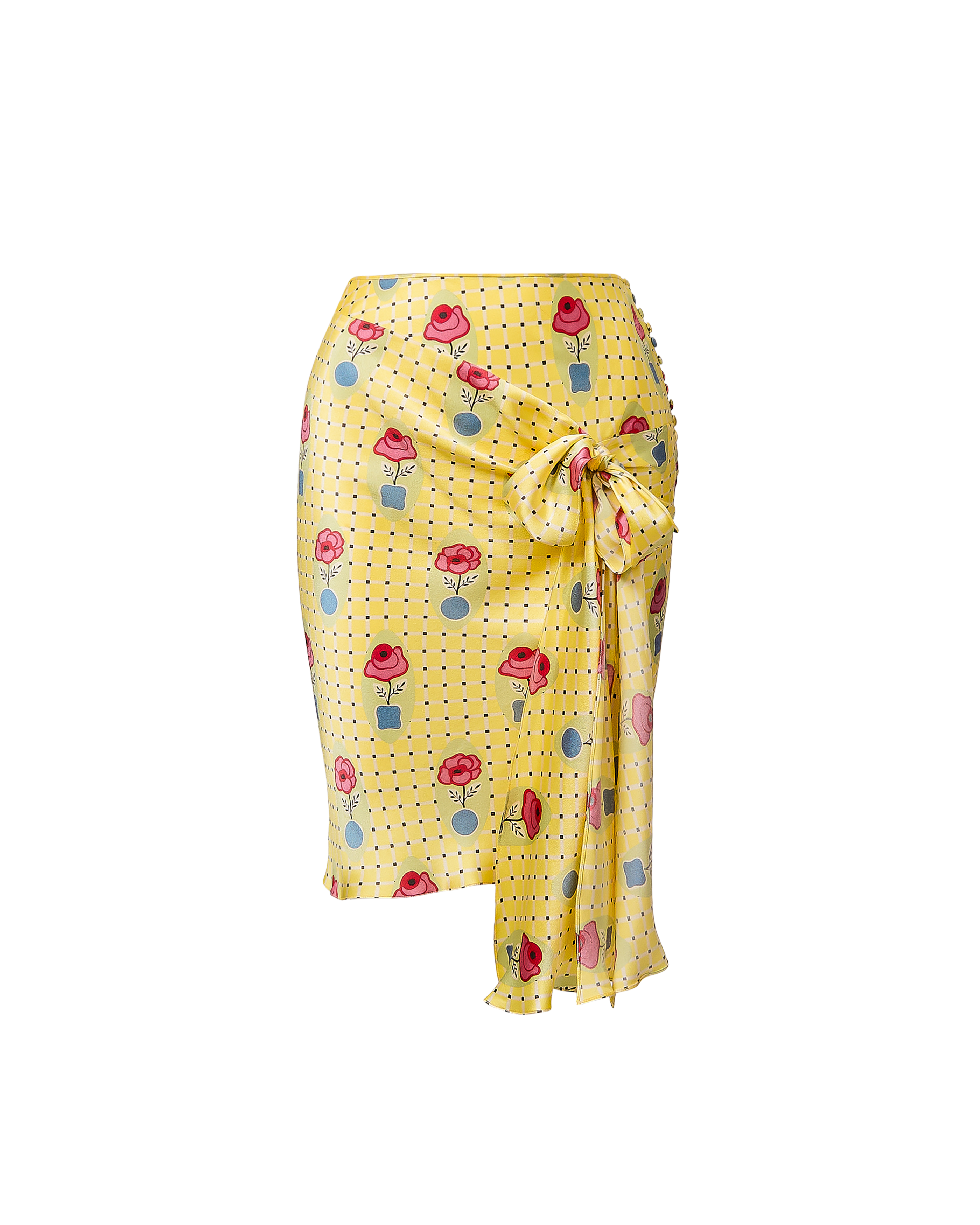 S/S 2004 Yellow Dot and Floral Print Mini Skirt