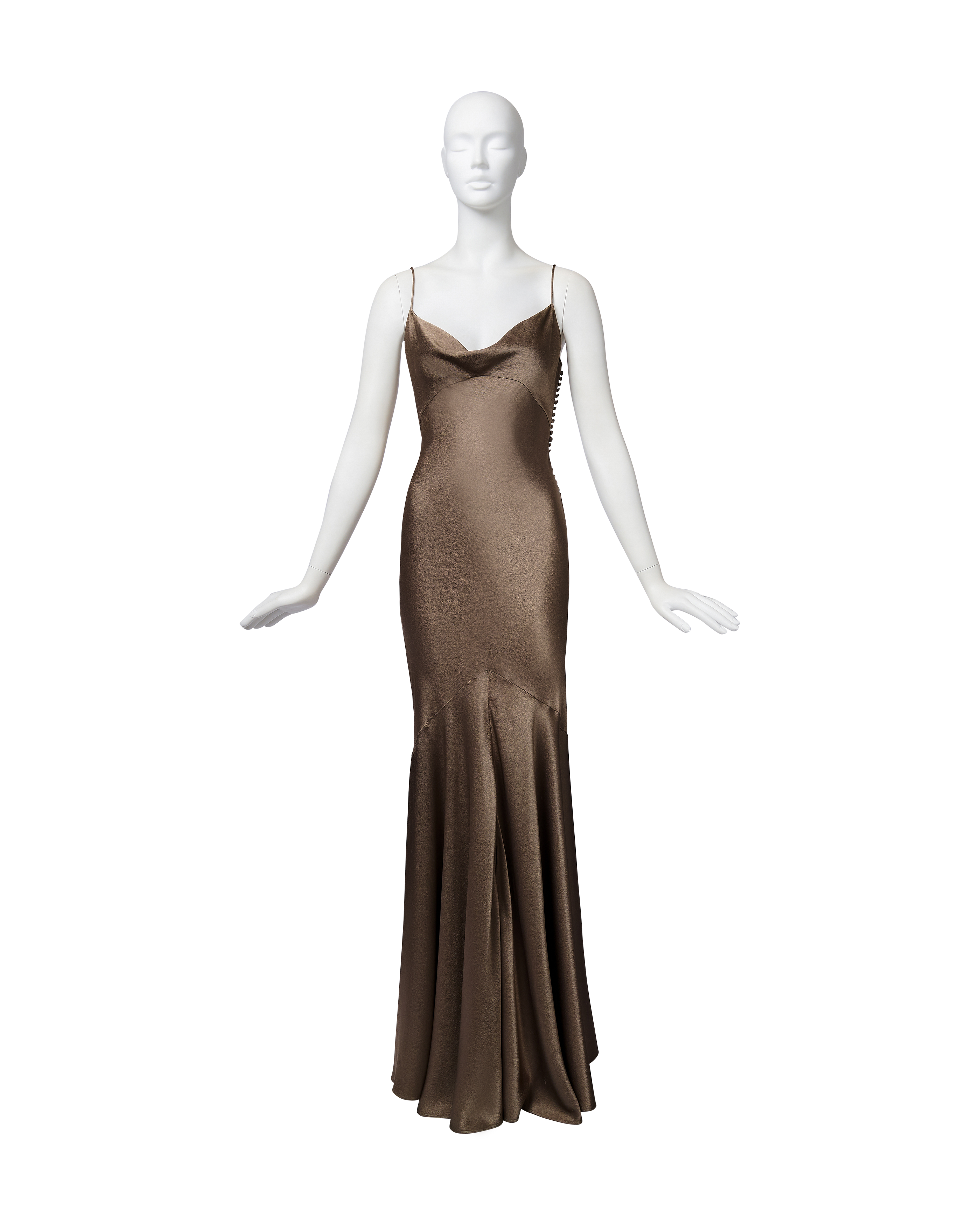 brown bias cut dress NWT Banana Republic Bias-Cut Satin Midi Dress Marshland Brown Sz PXS