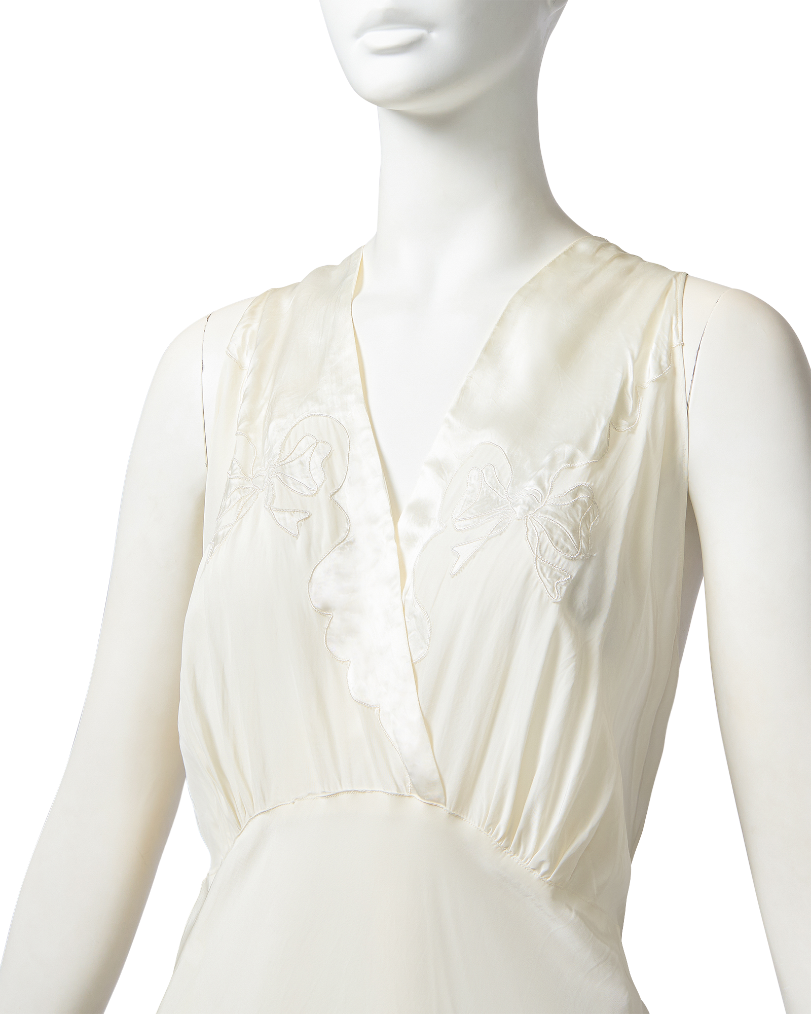1930's White Gown with Bow Detail