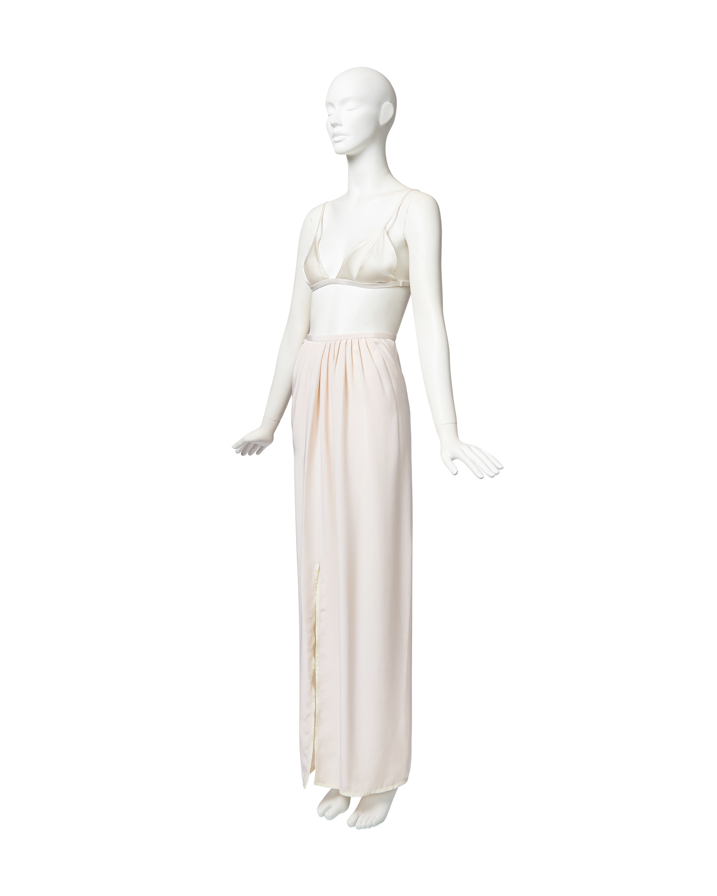 1980's Long Ivory Maxi Skirt with Pleated Waist