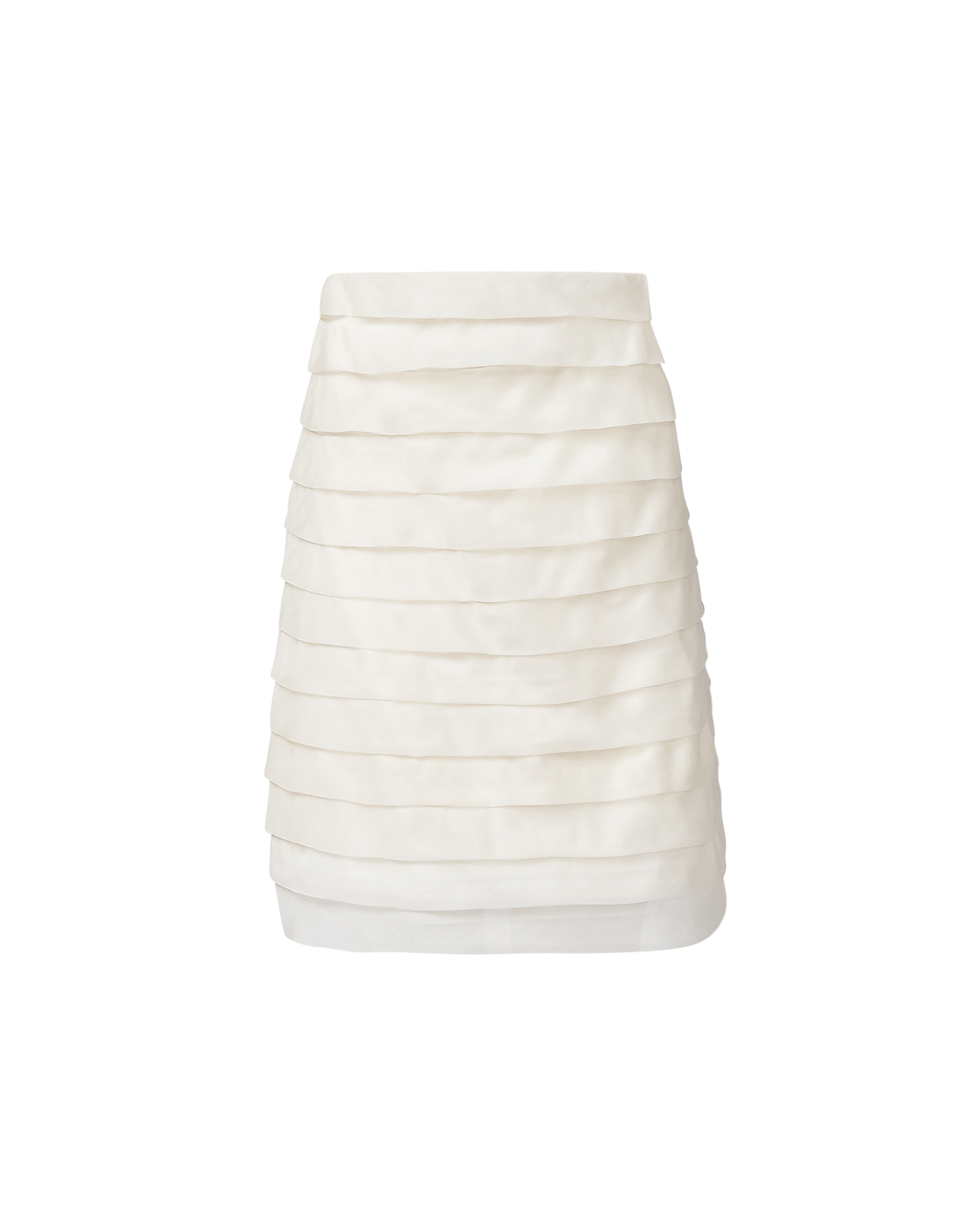 1990's Ivory Tiered Pleated Silk Mini Skirt