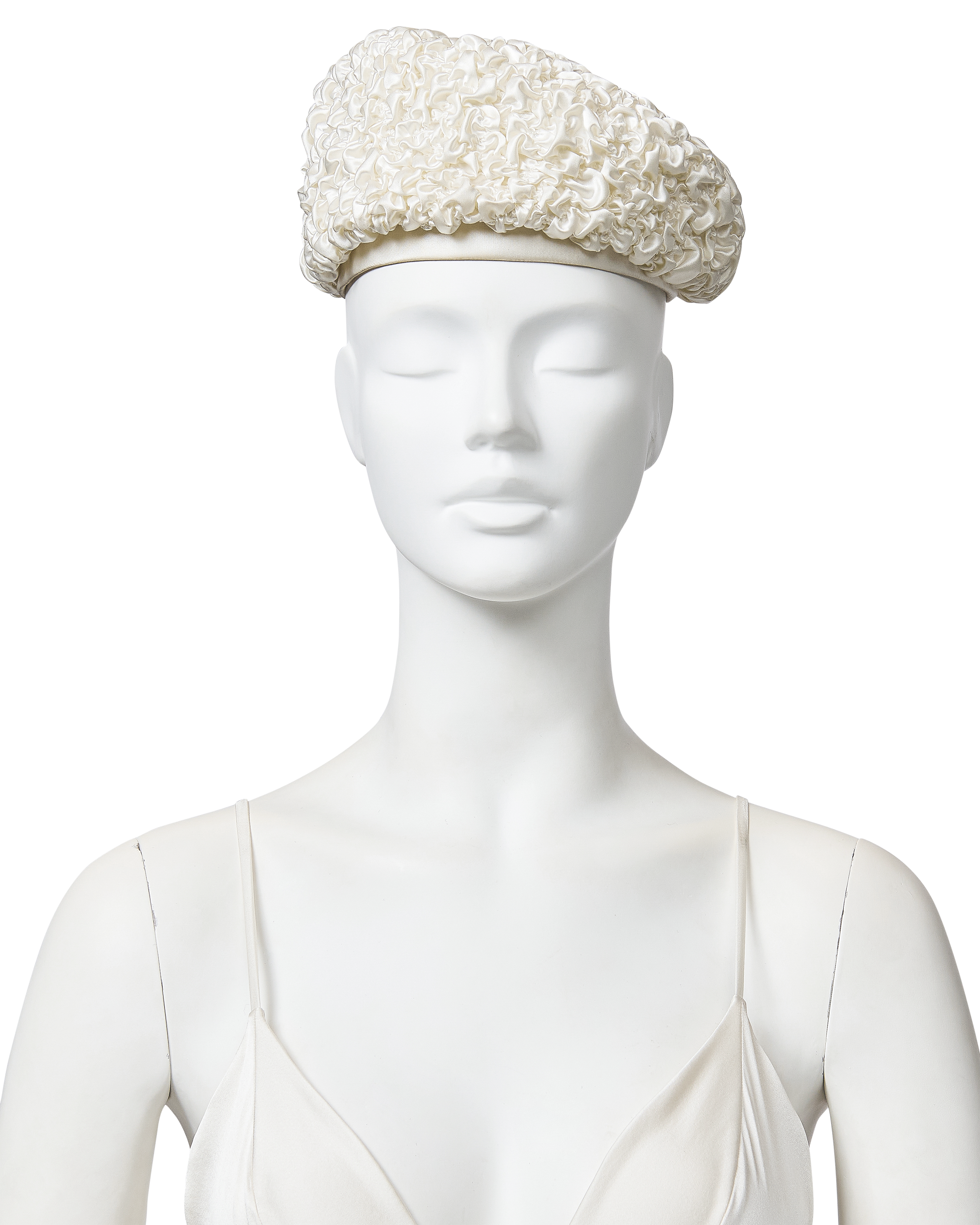 1950's White Smocked Beret