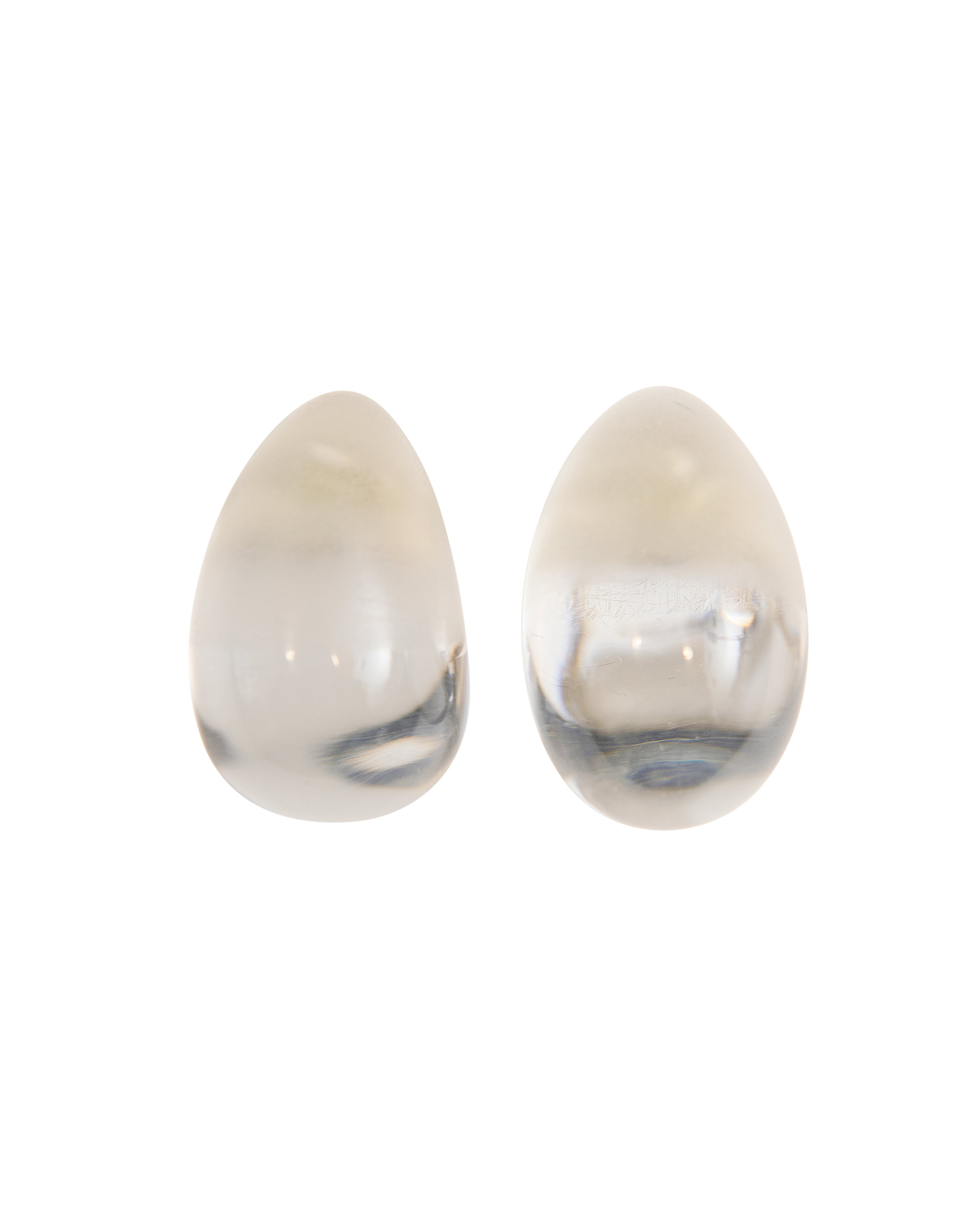 c. 1978 Half-Frosted Lucite Curved Teardrop Earrings