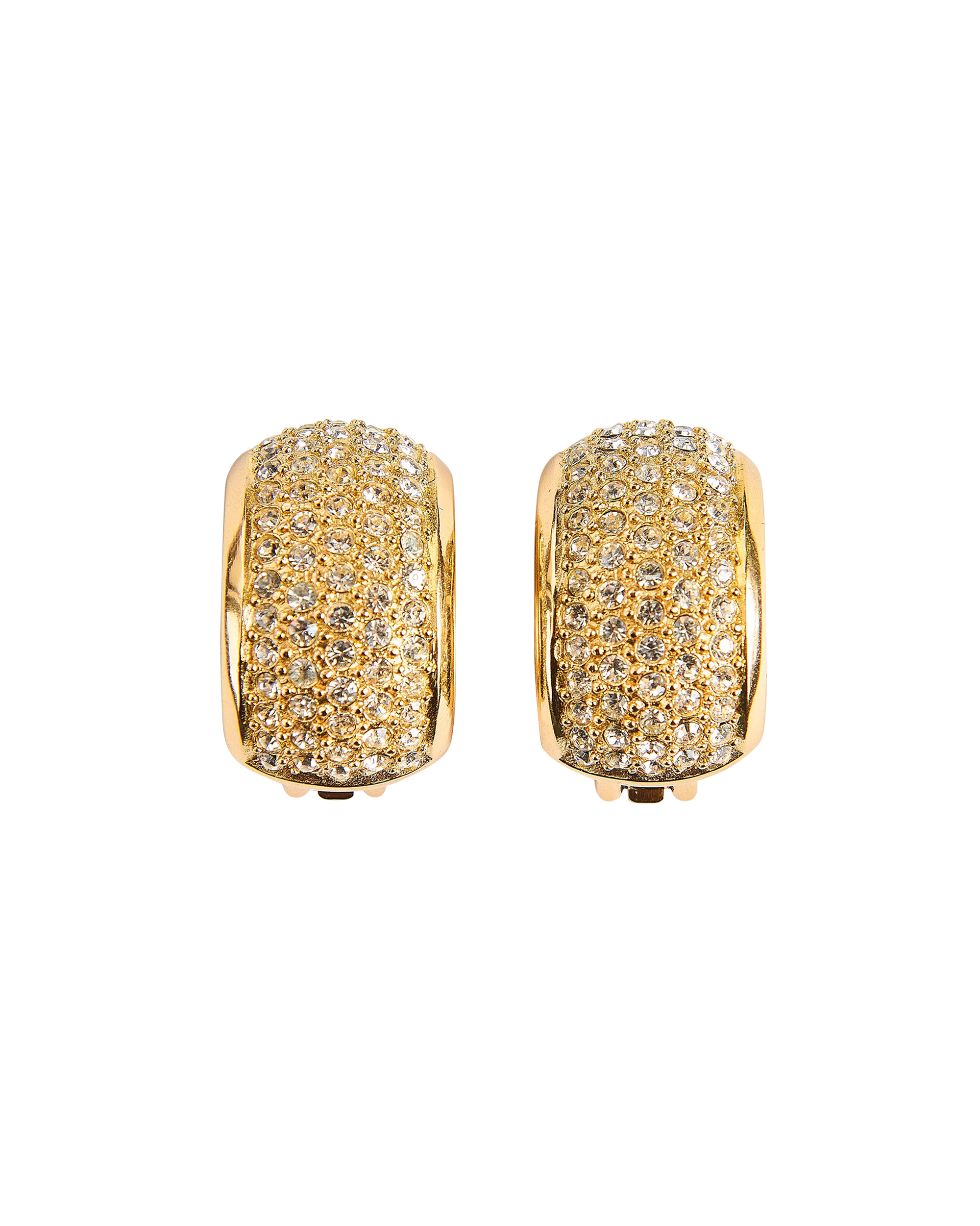 2000's Gold-Tone Rhinestone Clip-On Earrings