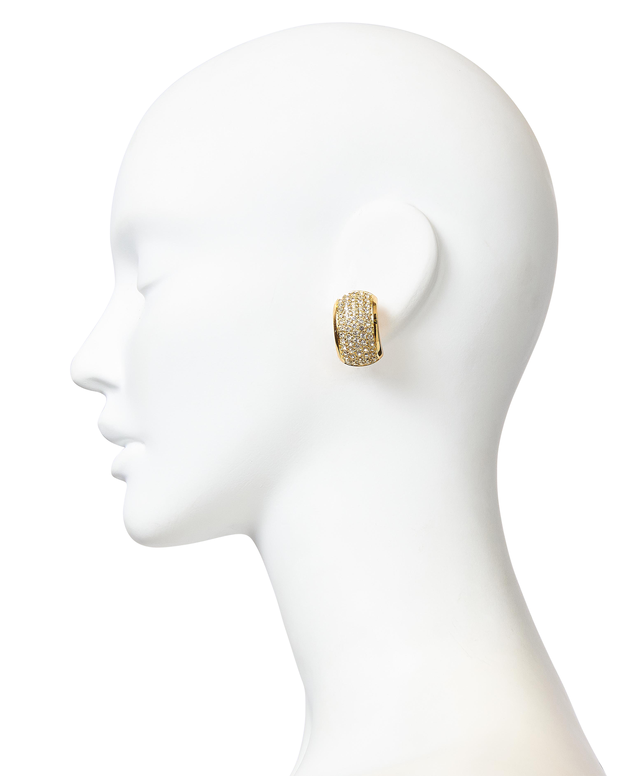 2000's Gold-Tone Rhinestone Clip-On Earrings