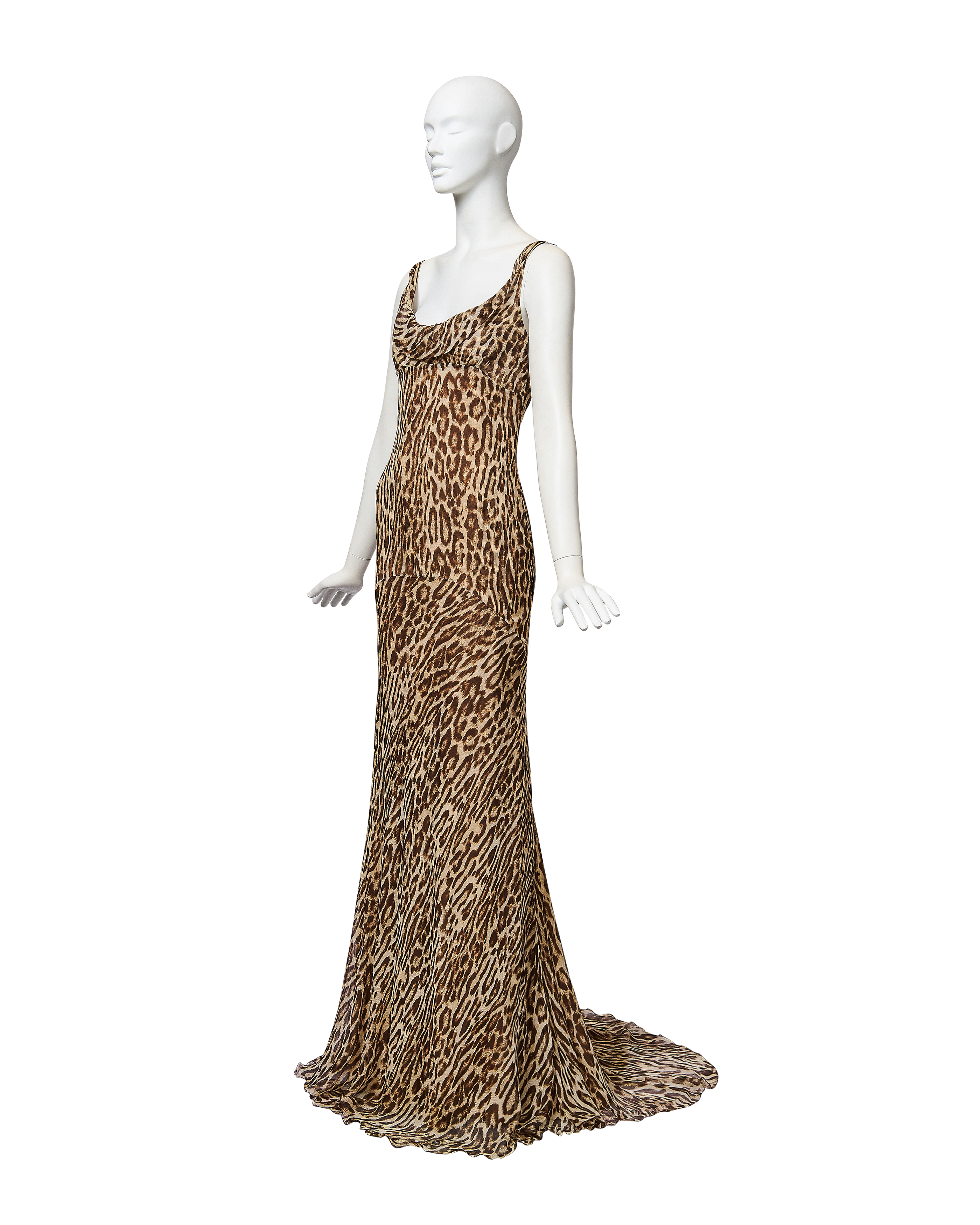 2000's Leopard Print Trained Gown