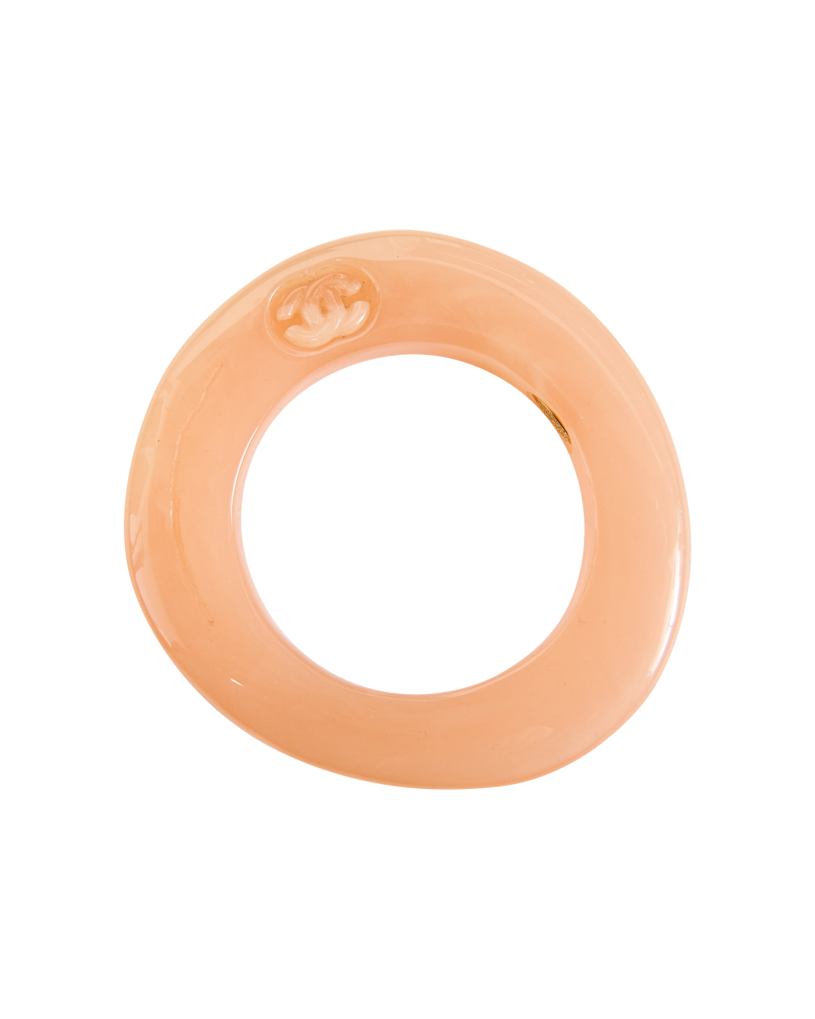 S/S 2001 Peach Resin 'CC' Logo Bangle Bracelet