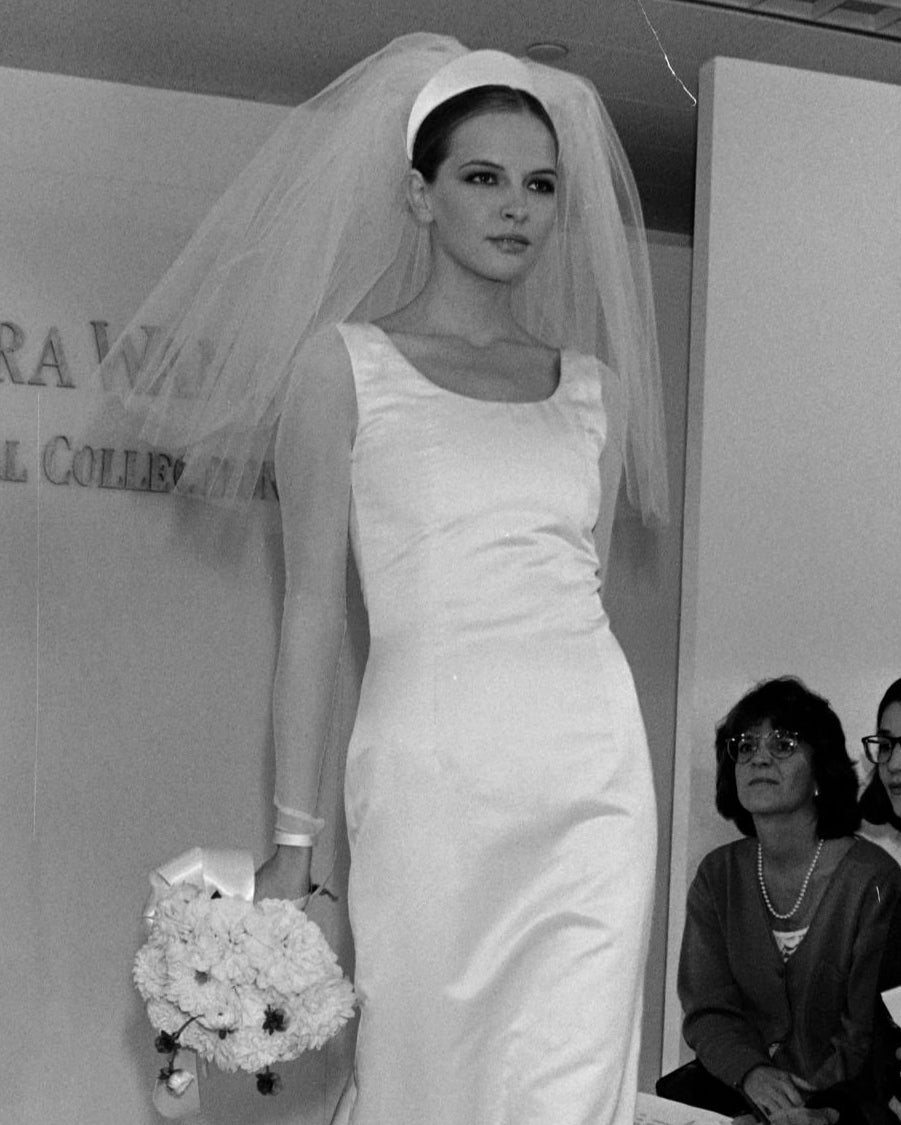 S/S 1995 Ivory Sleeveless A-Line Gown with Back Button Detail