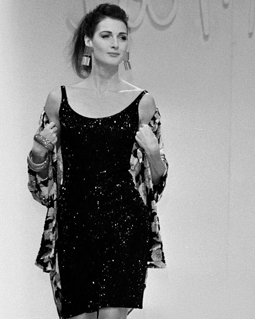 c. 1989 Ivory/White Fully Embellished Beaded Sleeveless Dress