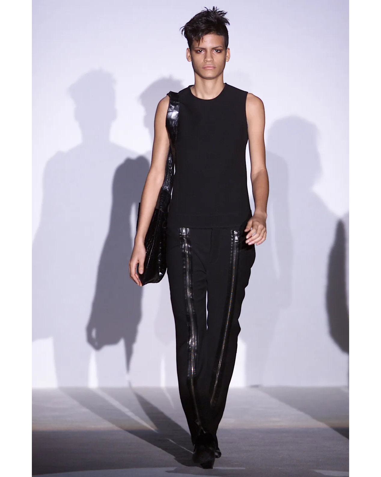 A/W 2001 Black Leather Zipper Trousers