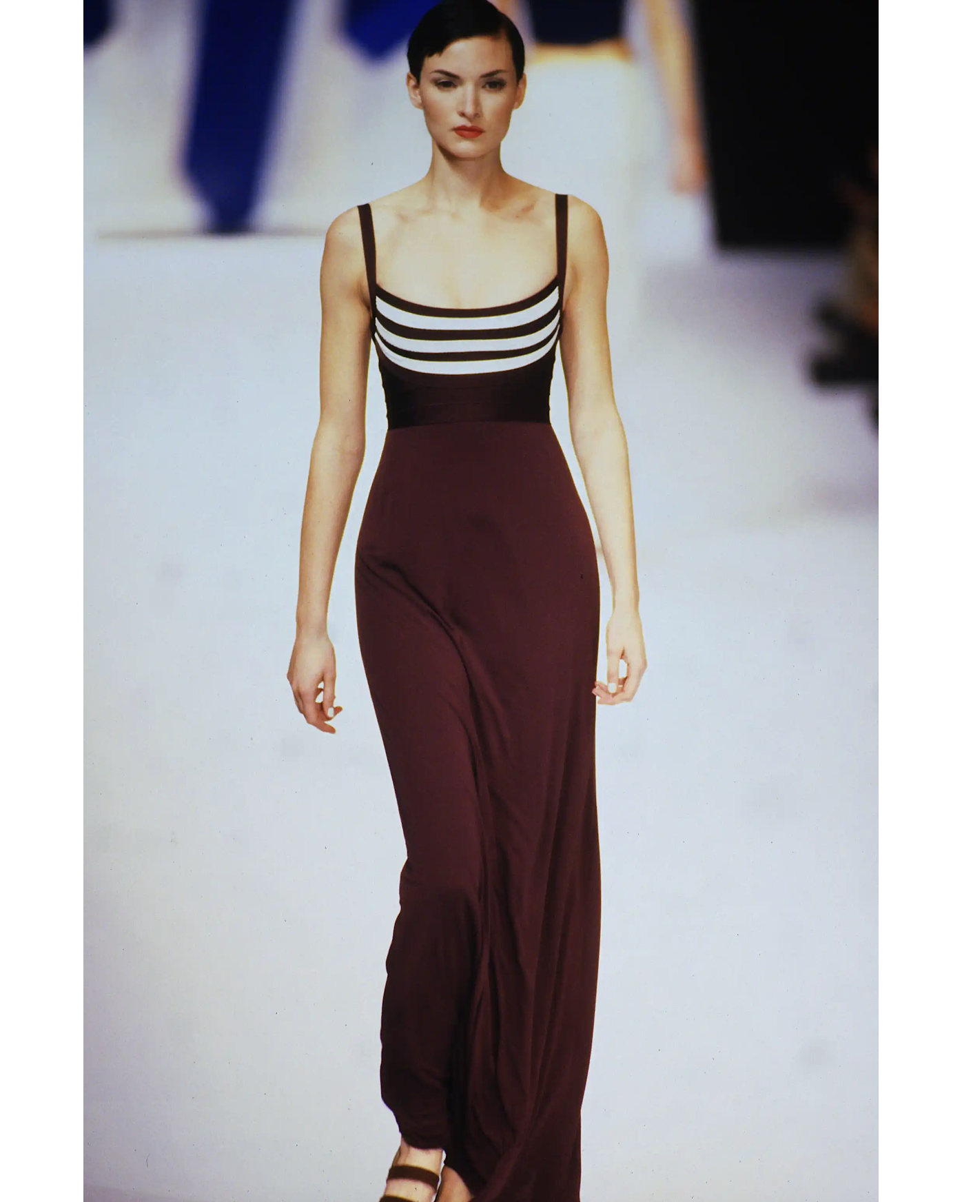 S/S 1997 Bodycon Jersey Gown with Striped Bust
