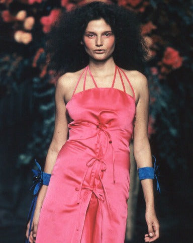 S/S 1999 Red Label Hot Pink Silk Gown with Front Ties