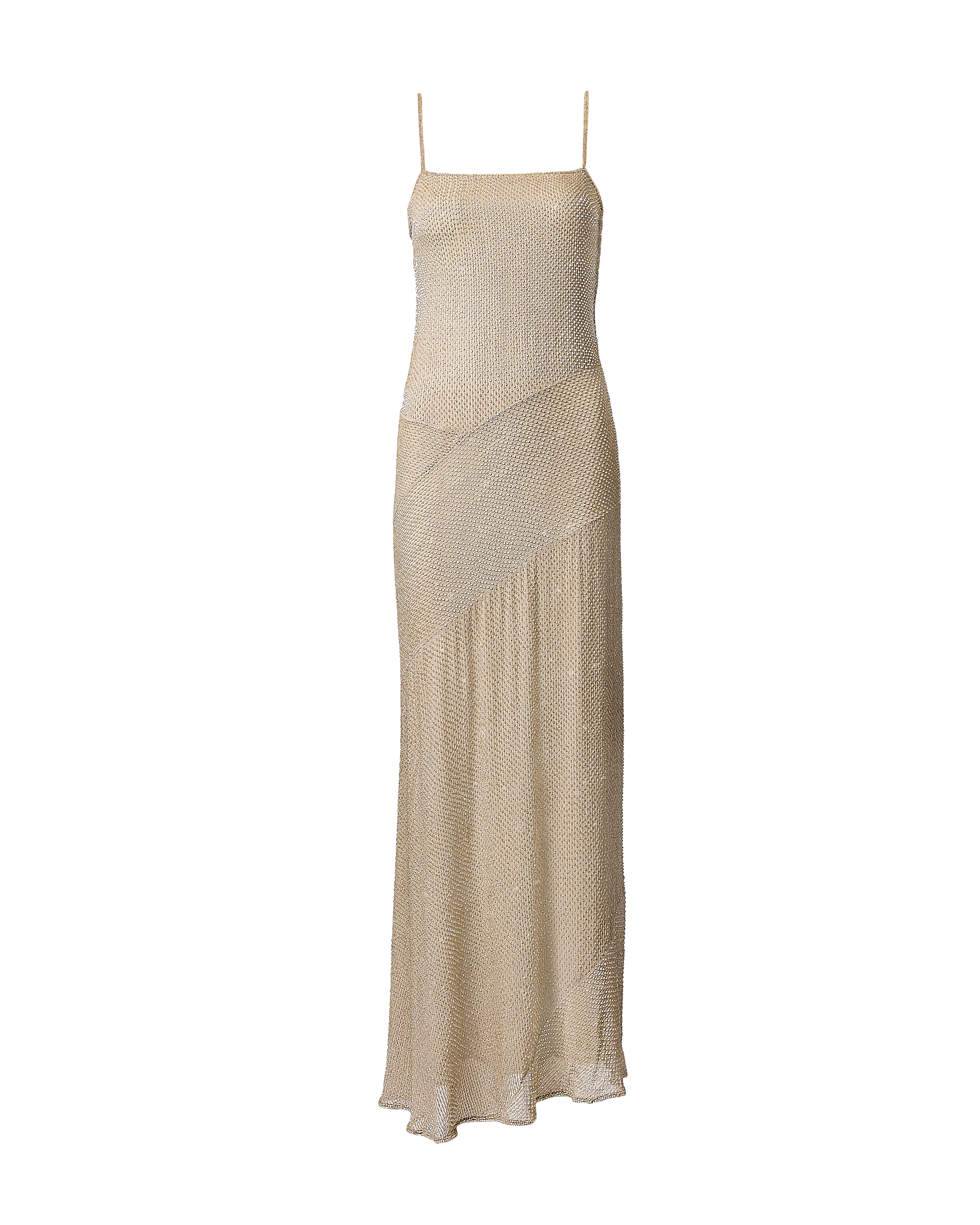 1990's Beaded Tan Slip Gown