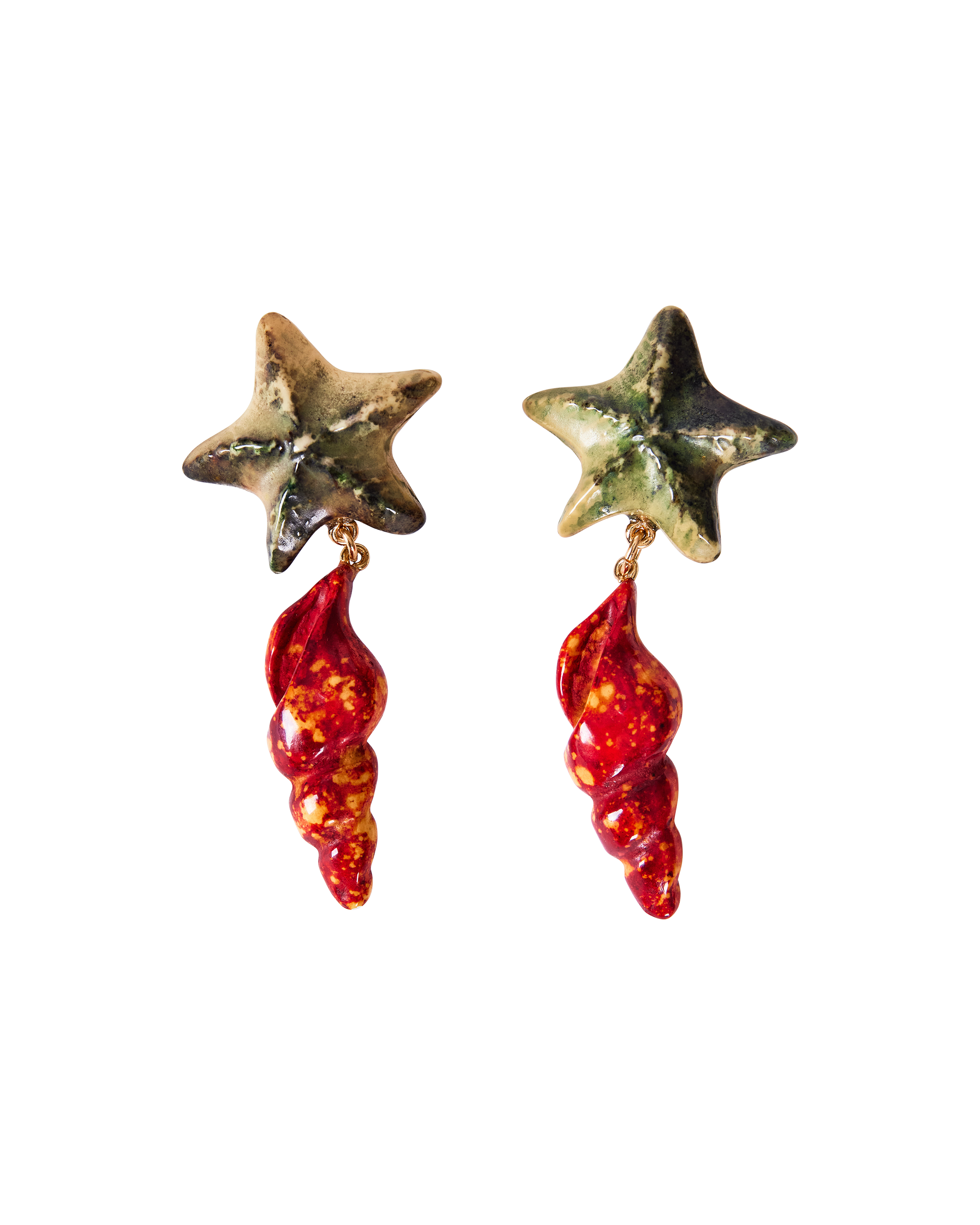 S/S 1994 Rive Gauche Sea Star and Conch Clip-On Earrings