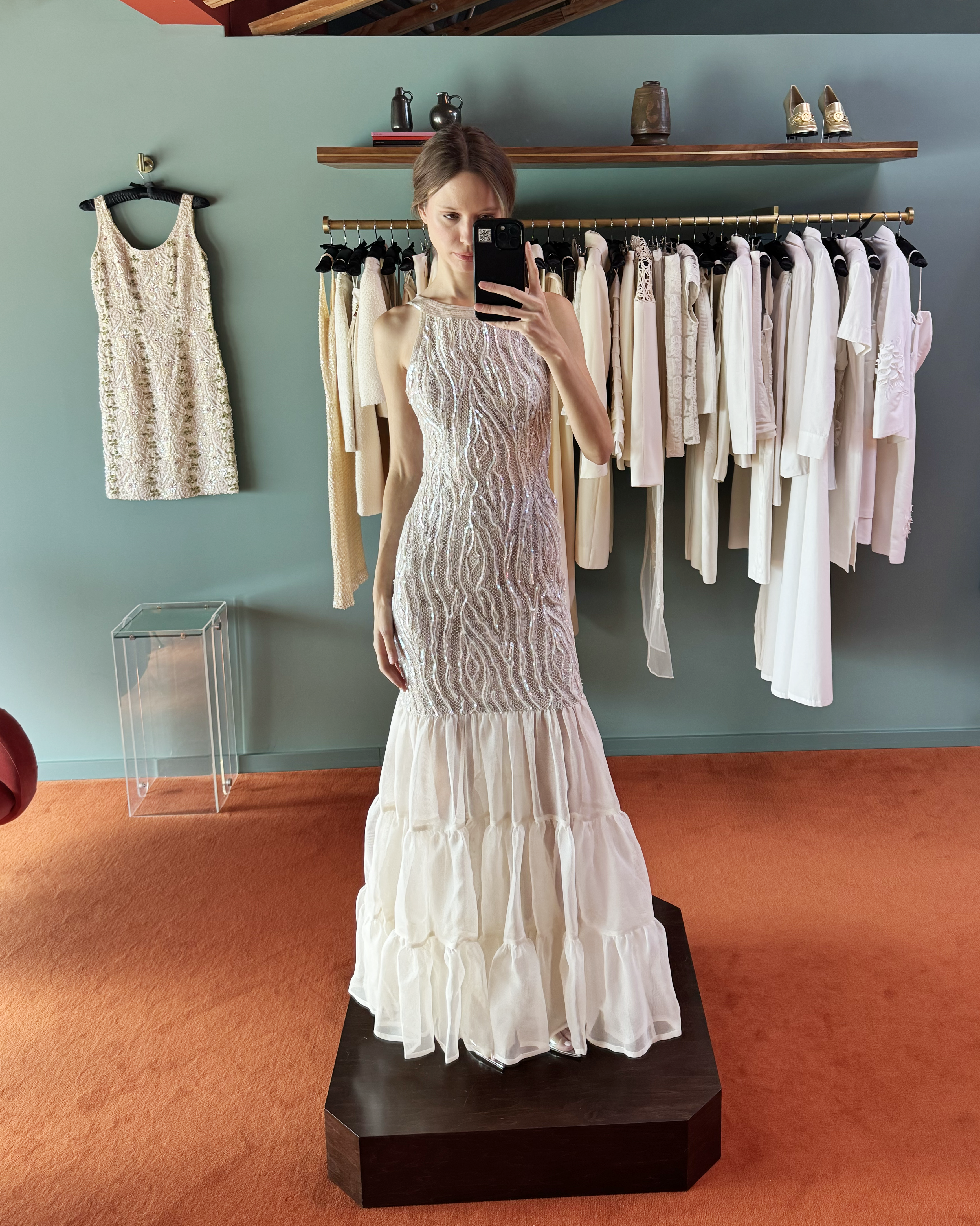 S/S 2001 Haute Couture One-of-One Ivory Sequin Embellished Gown
