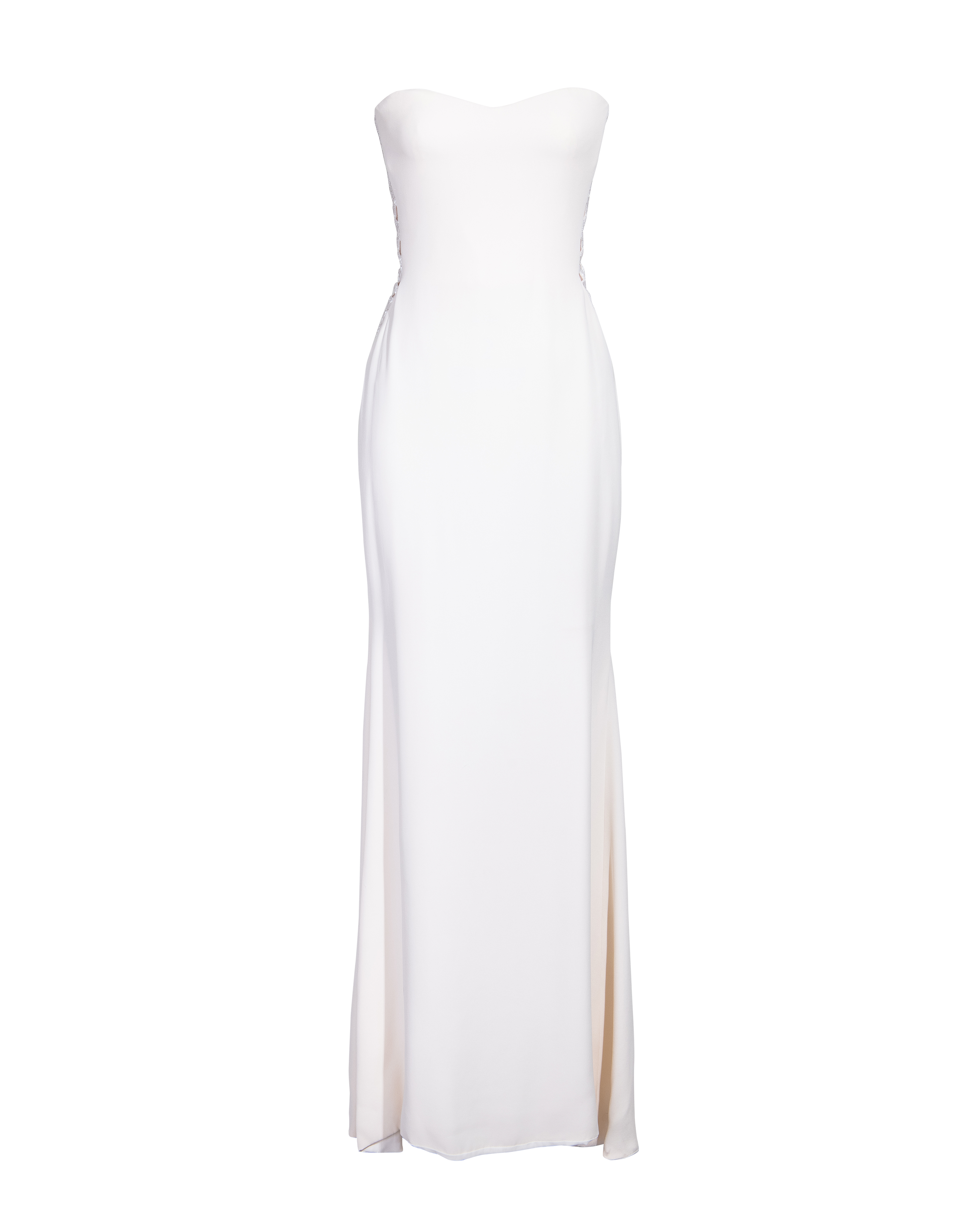 1990's White Embellished Side Cutout Gown
