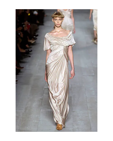 S/S 2007 Cream Silk Floral Embellished Gown