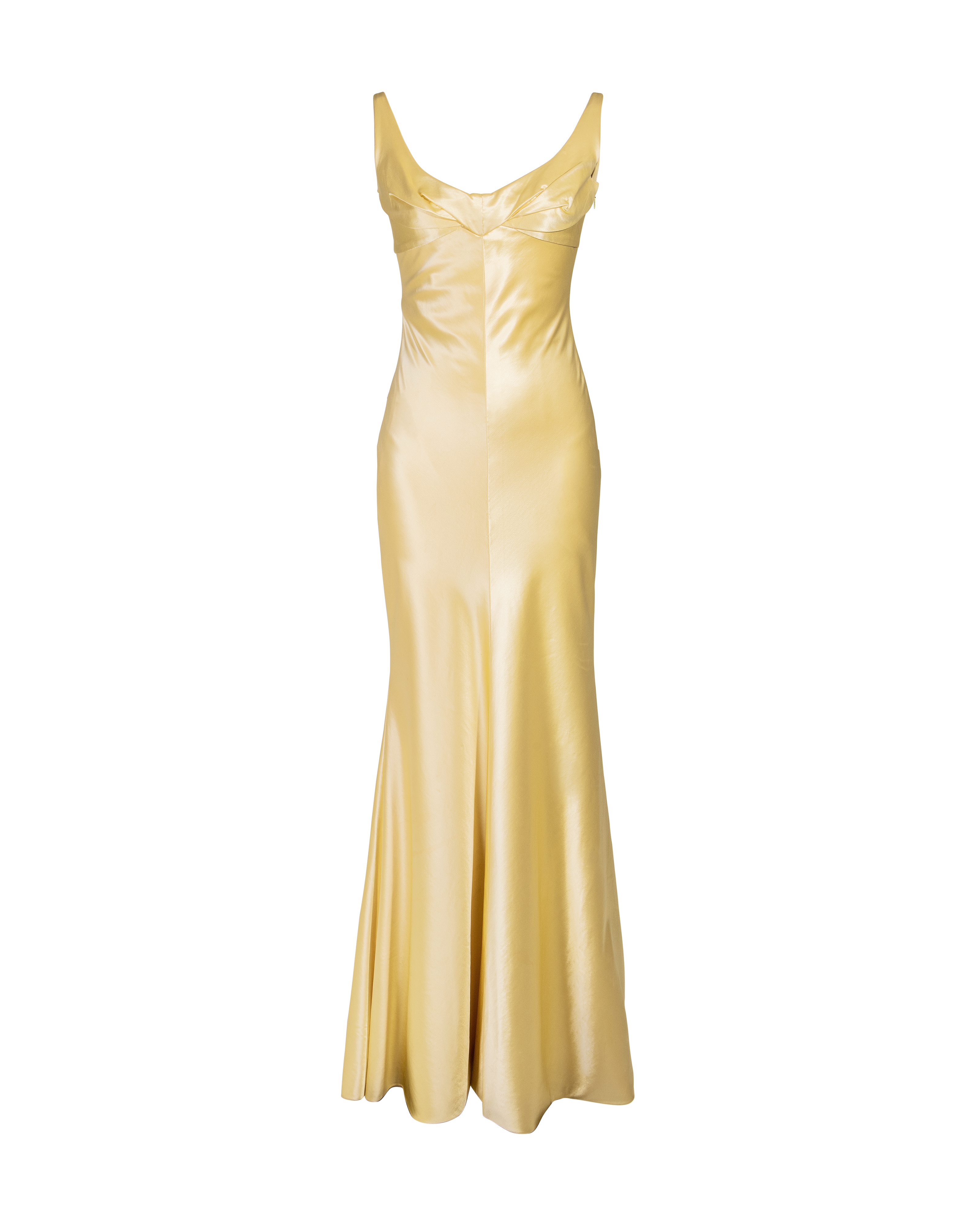 A/W 1995 Yellow Silk Satin Gown with Twist Bust