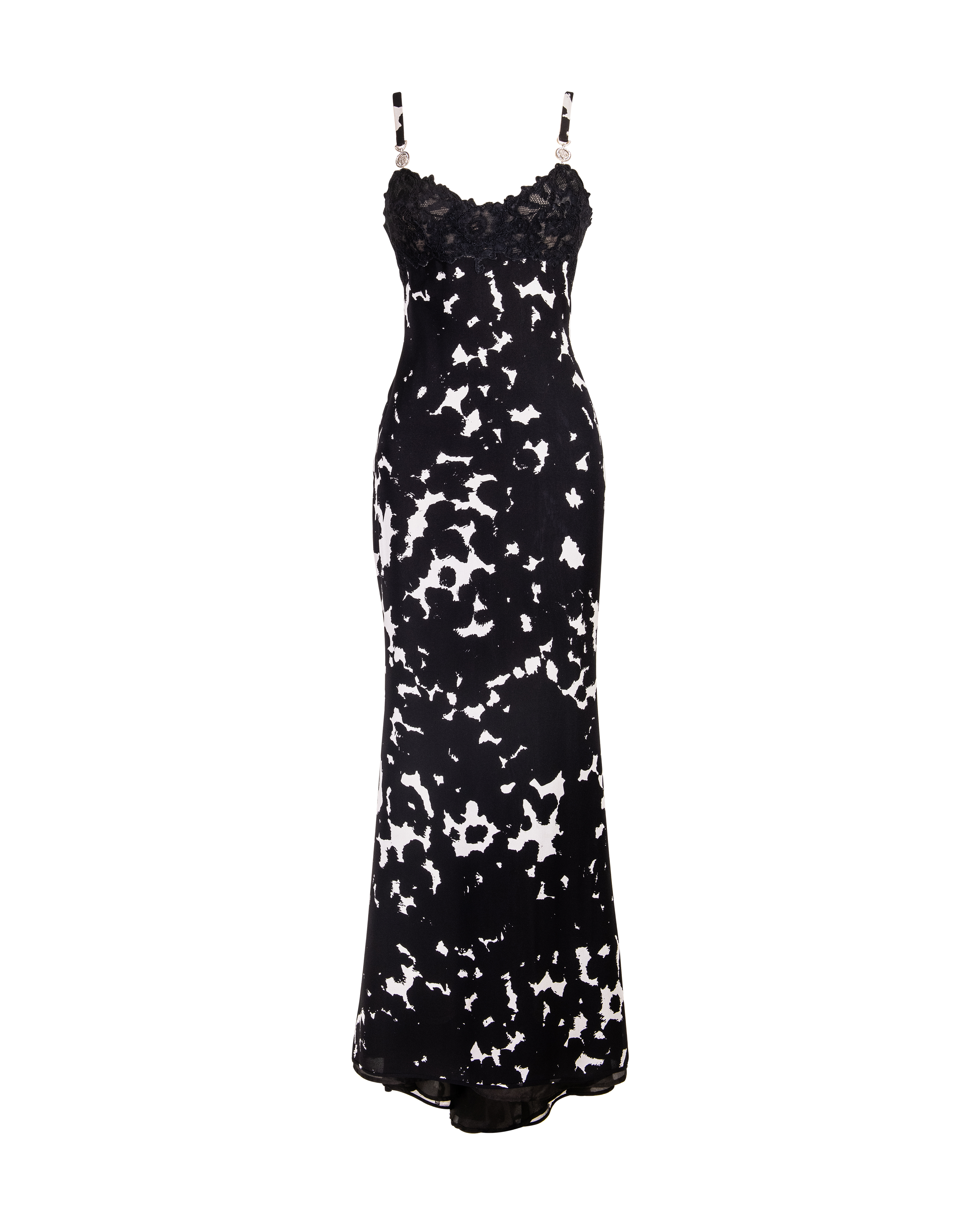 S/S 1996 Haute Couture Cow Print Gown with Lace Bust