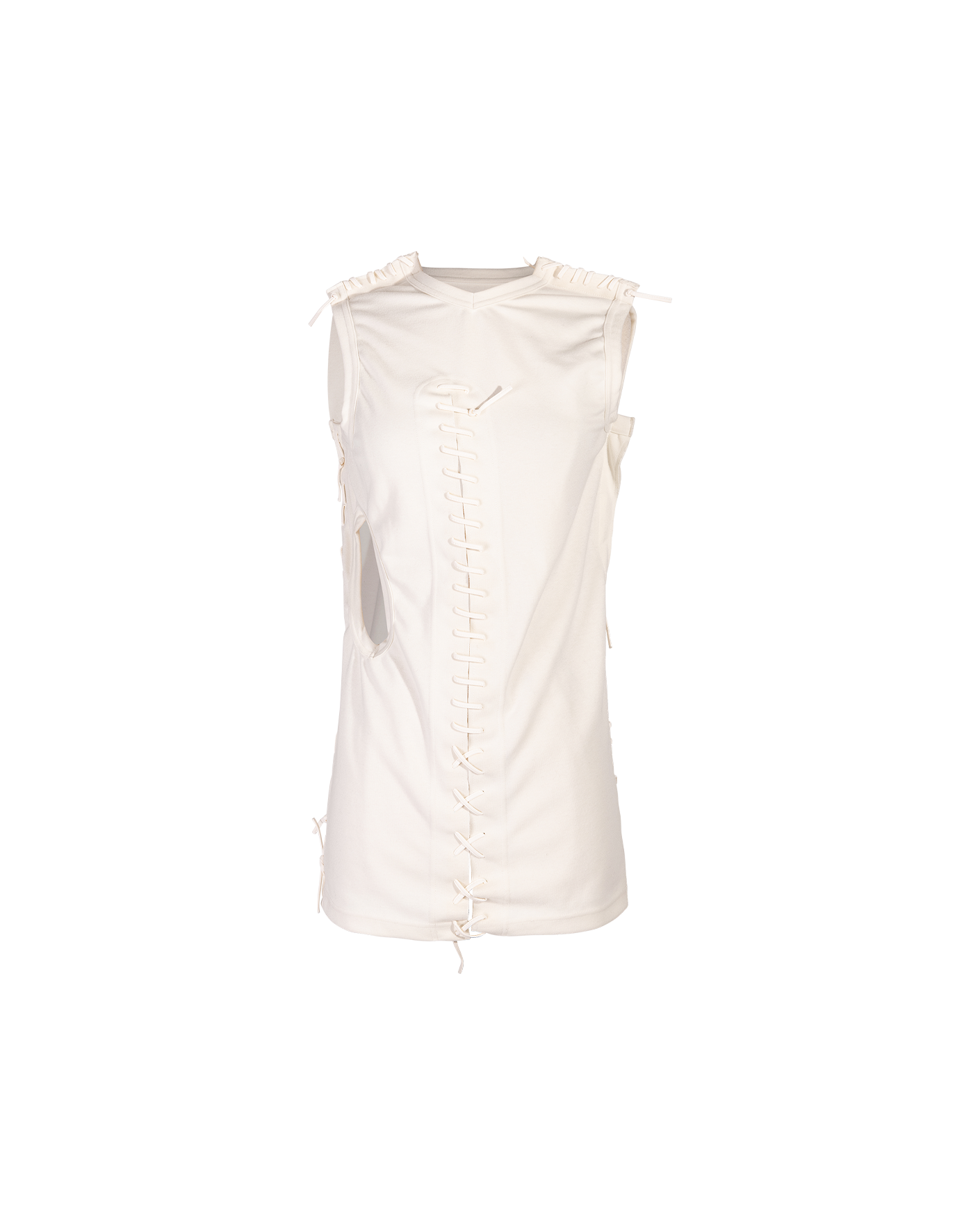 S/S 2005 White Tank Top with Saddle Stitch Details