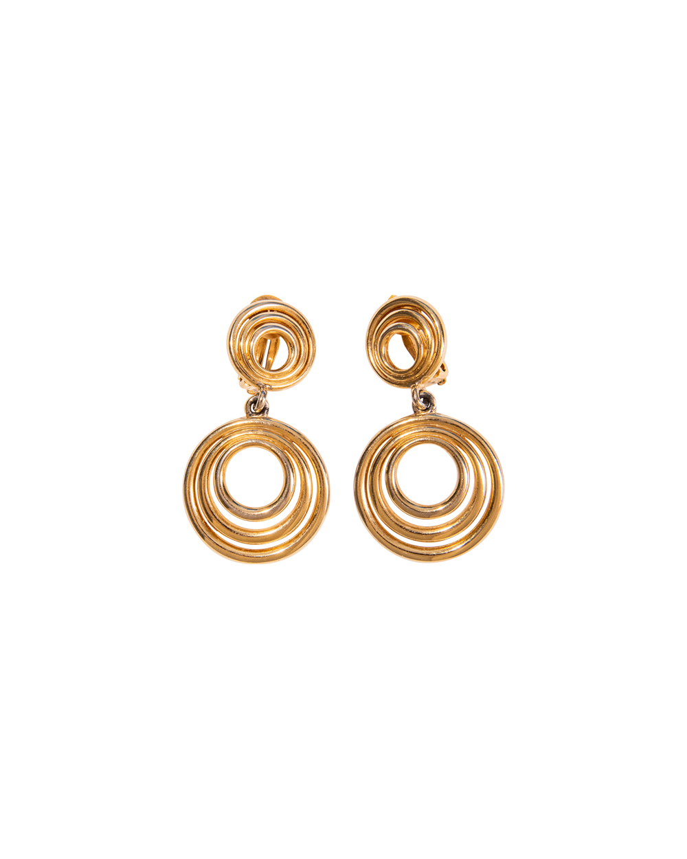 1970's Gold Tone Triple-Loop Earrings