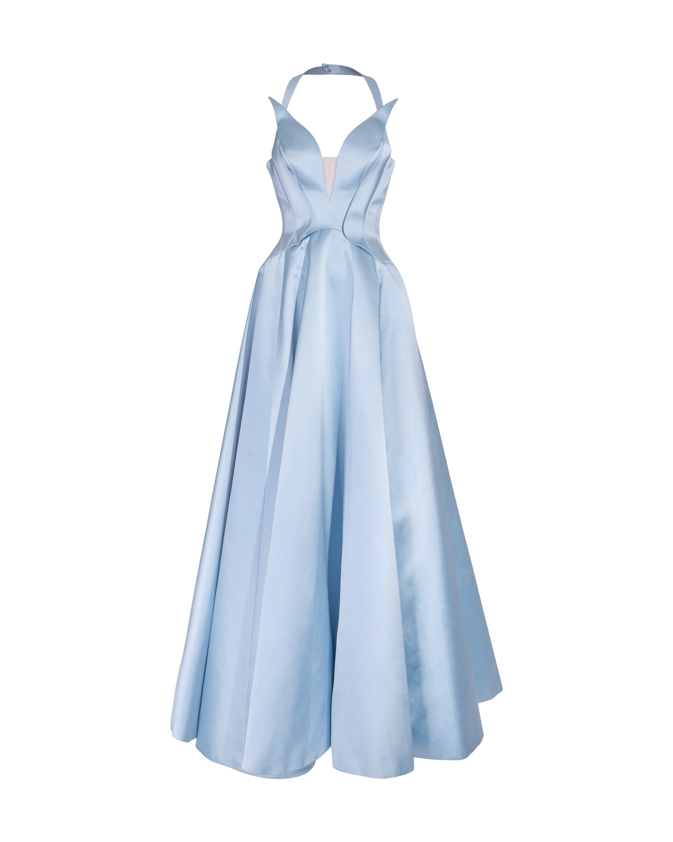 A/W 1999 Light Blue Silk Satin Halter Gown