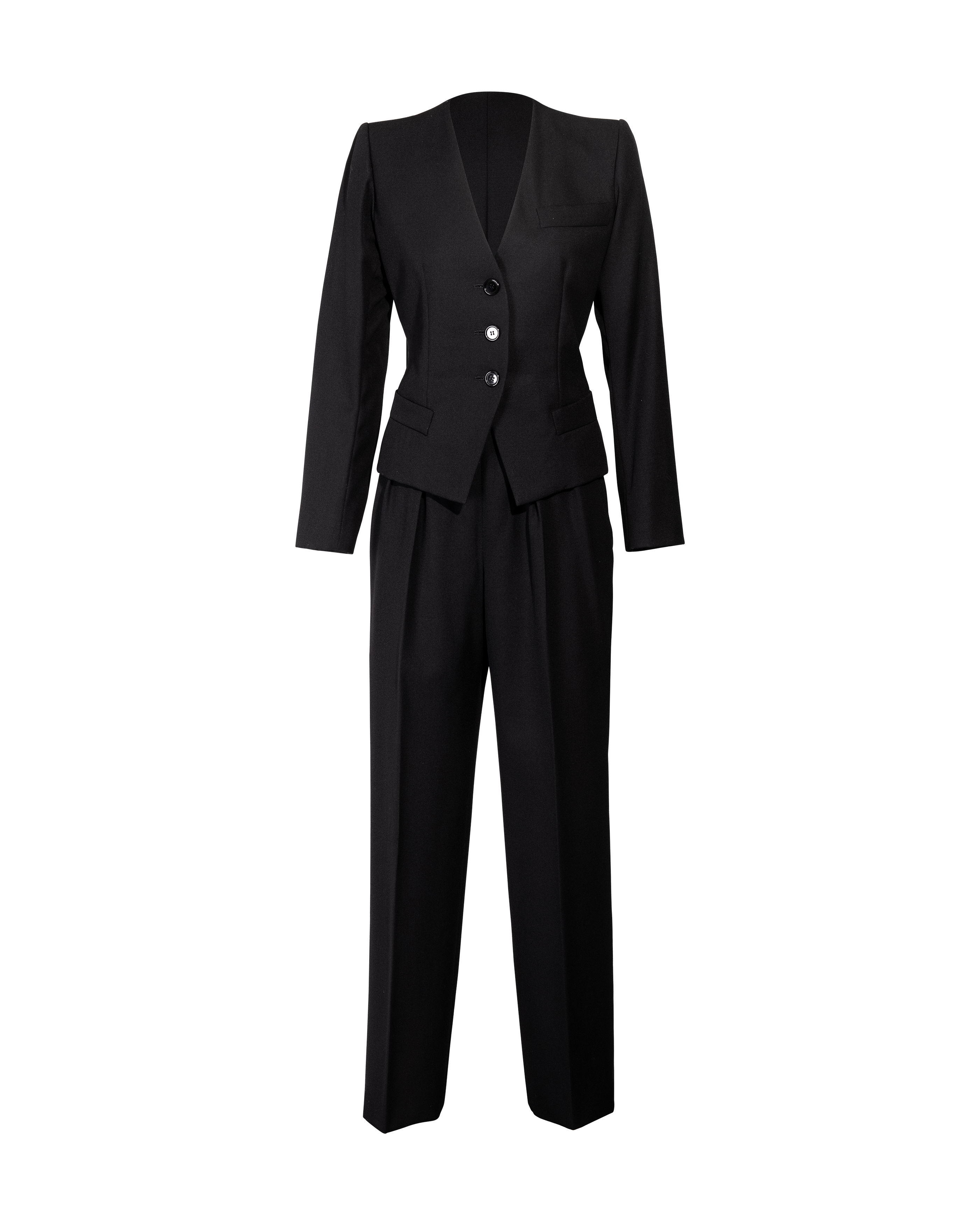 S/S 1999 Haute Couture Black Wool Pant Suit