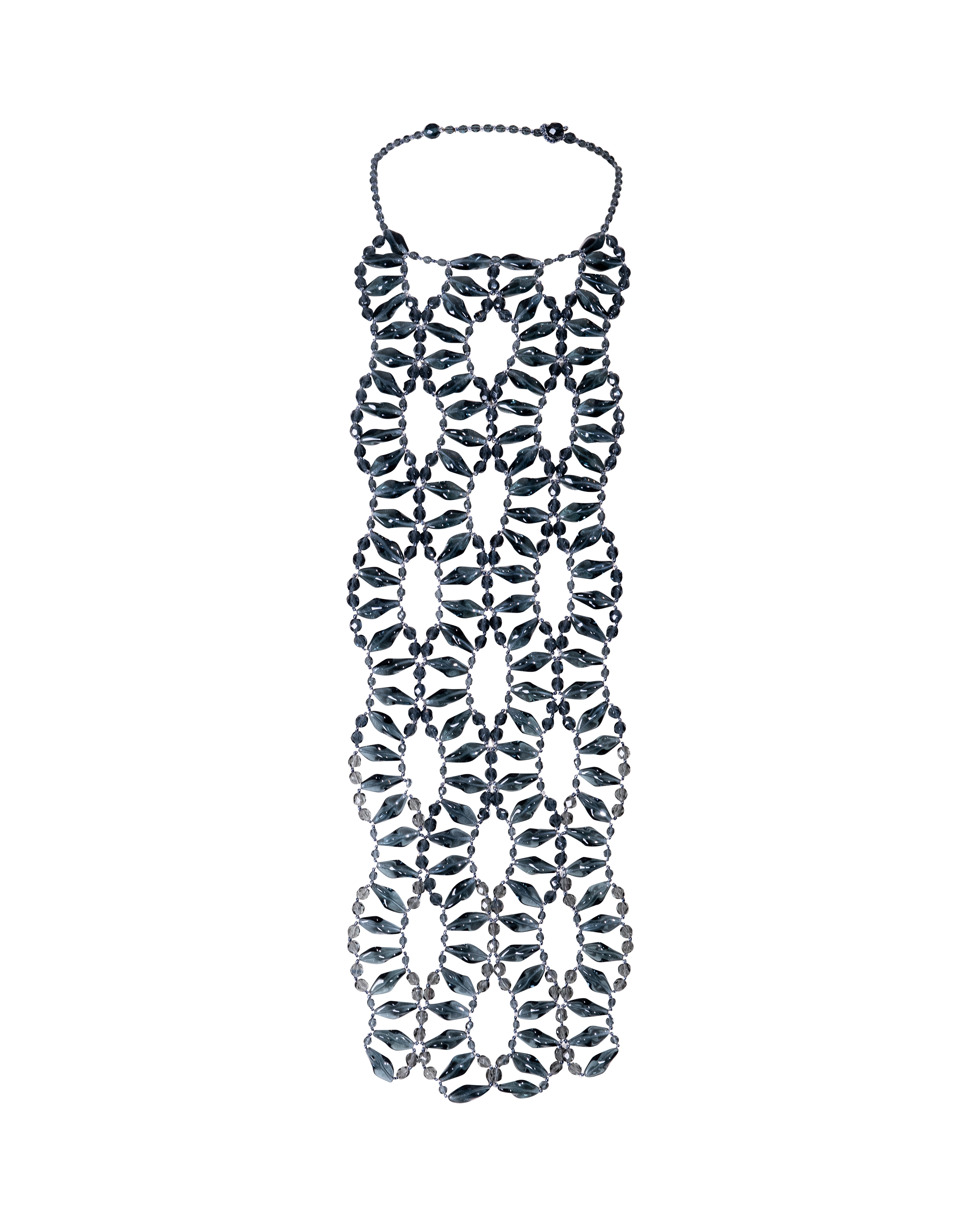 1970's Deep Blue Glass Beaded Necklace