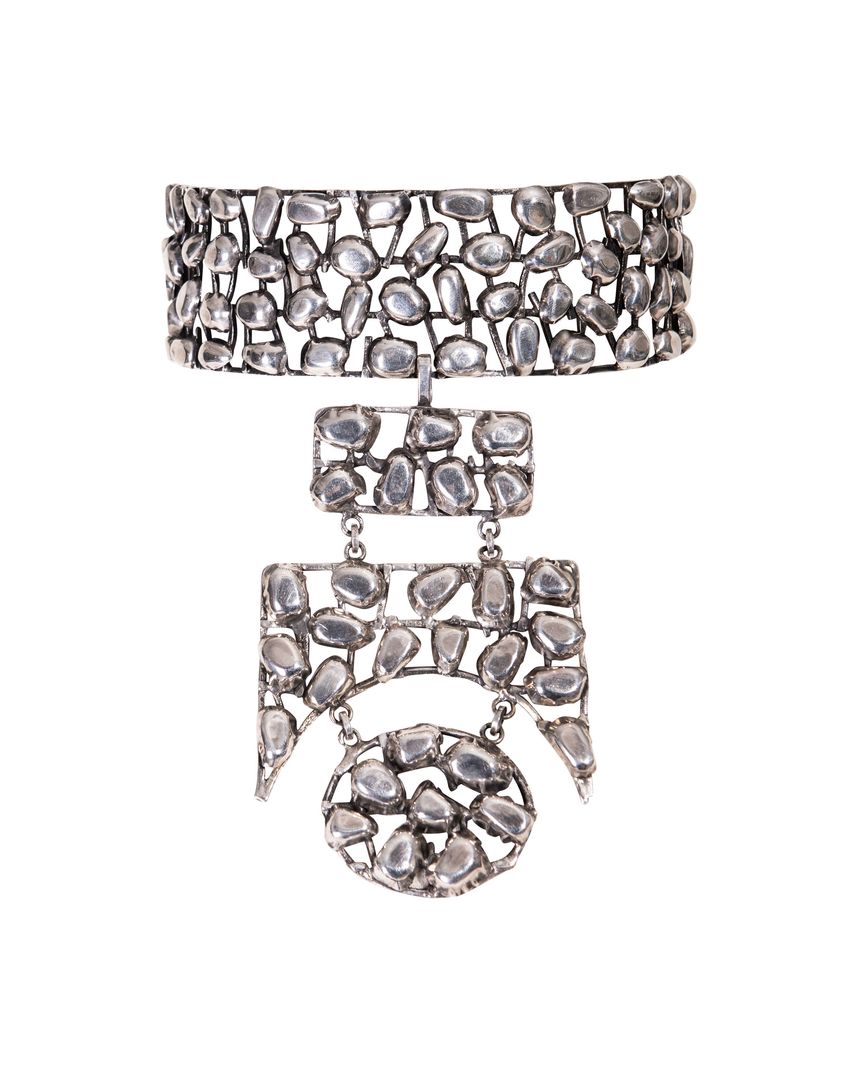 1960's Sterling Silver Futuristic Choker Necklace