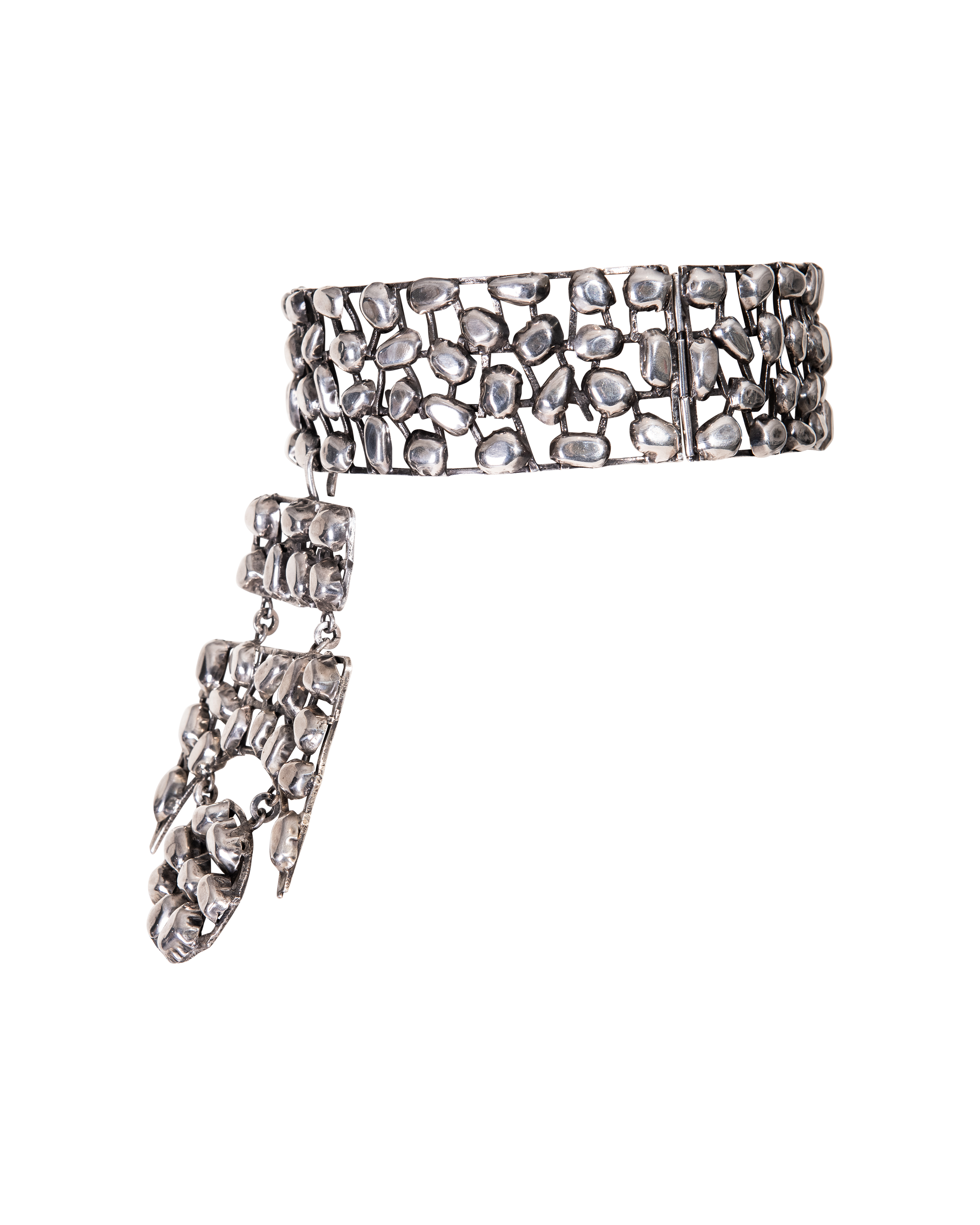 1960's Sterling Silver Futuristic Choker Necklace