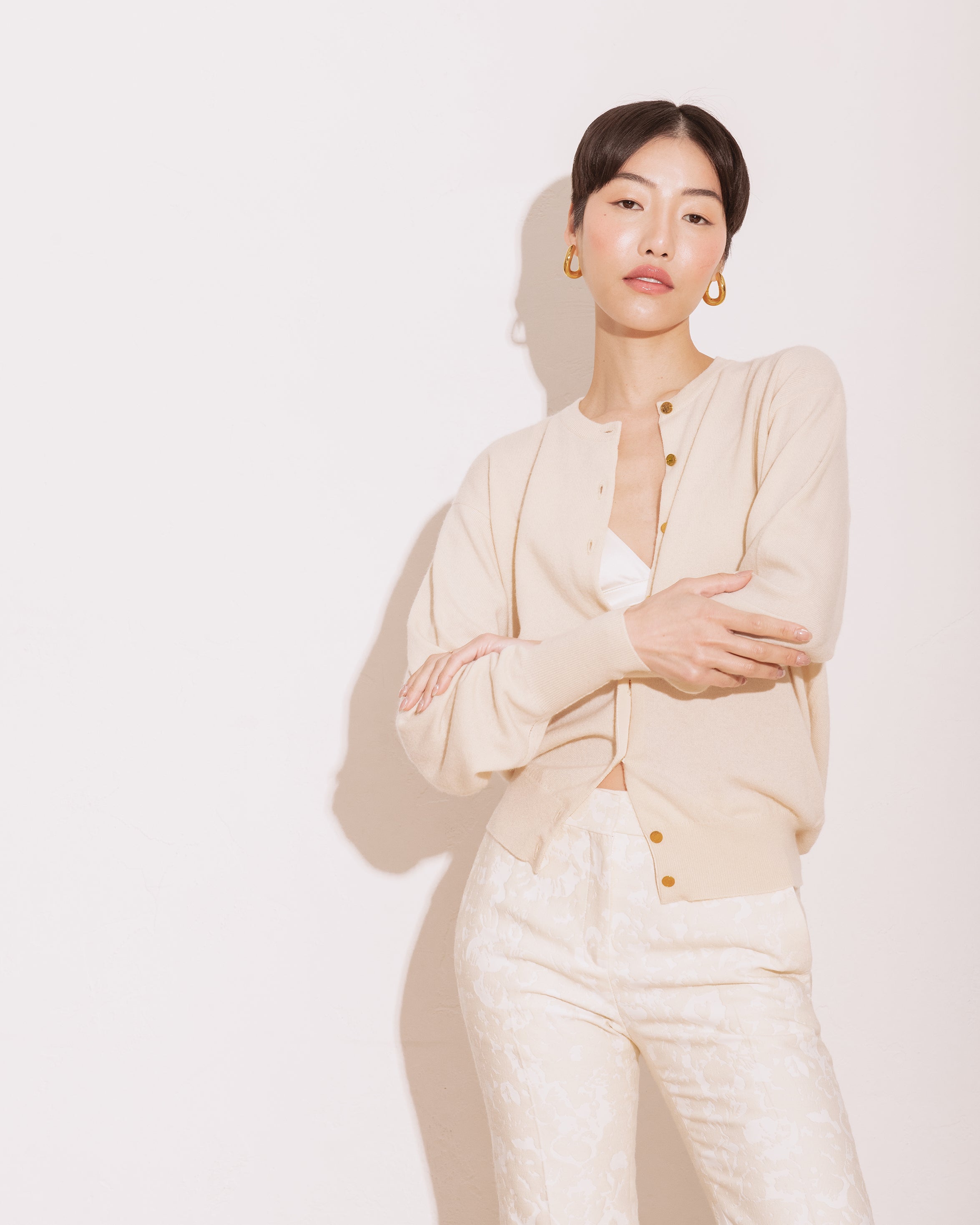 1980's Cream Cardigan with Gold Buttons