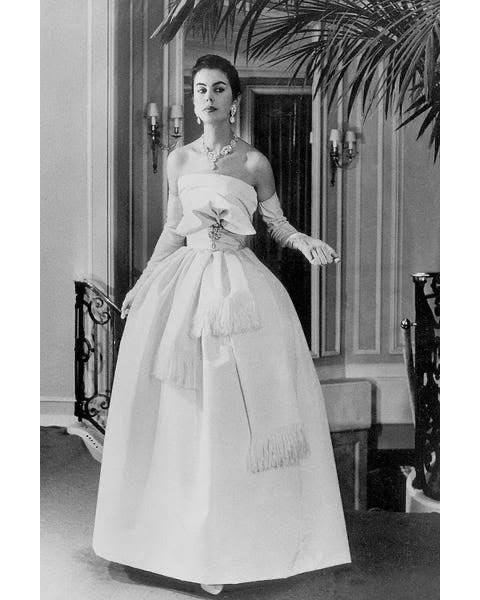 1958 Strapless Cream Gown by Marc Bohan
