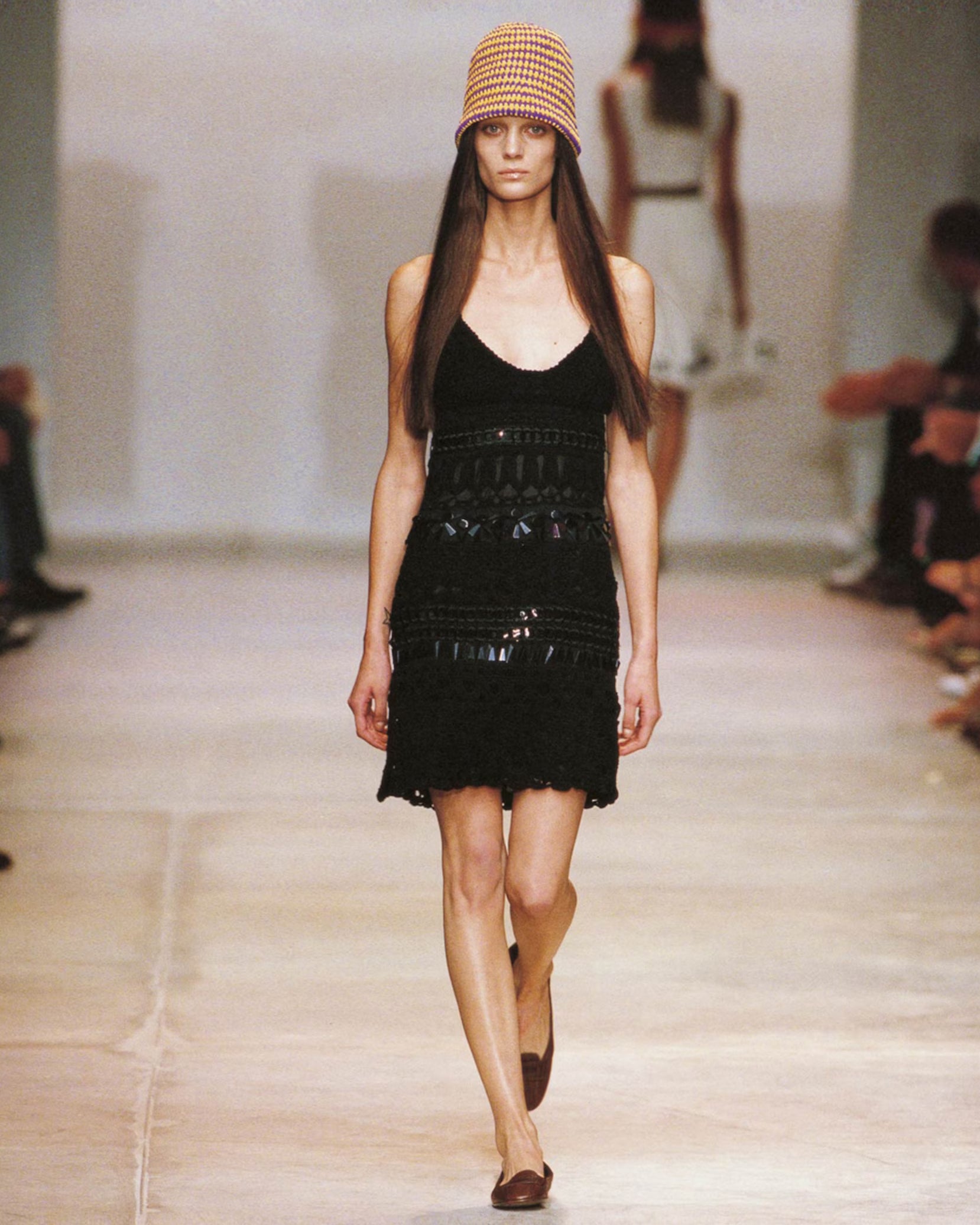 S/S 2005 Black Embellished Halter Neck Crochet Dress