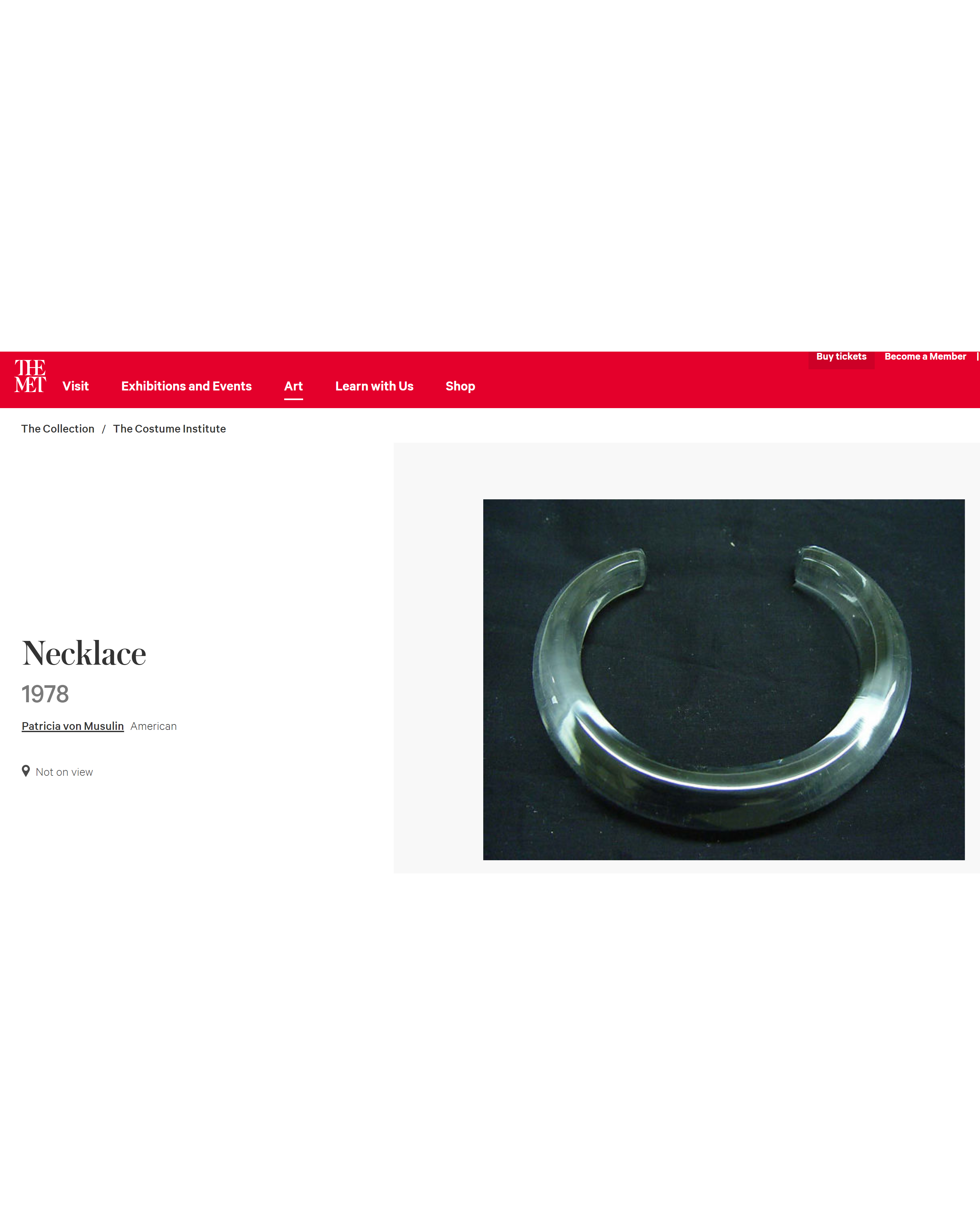 1978 Lucite Curved Collar Necklace