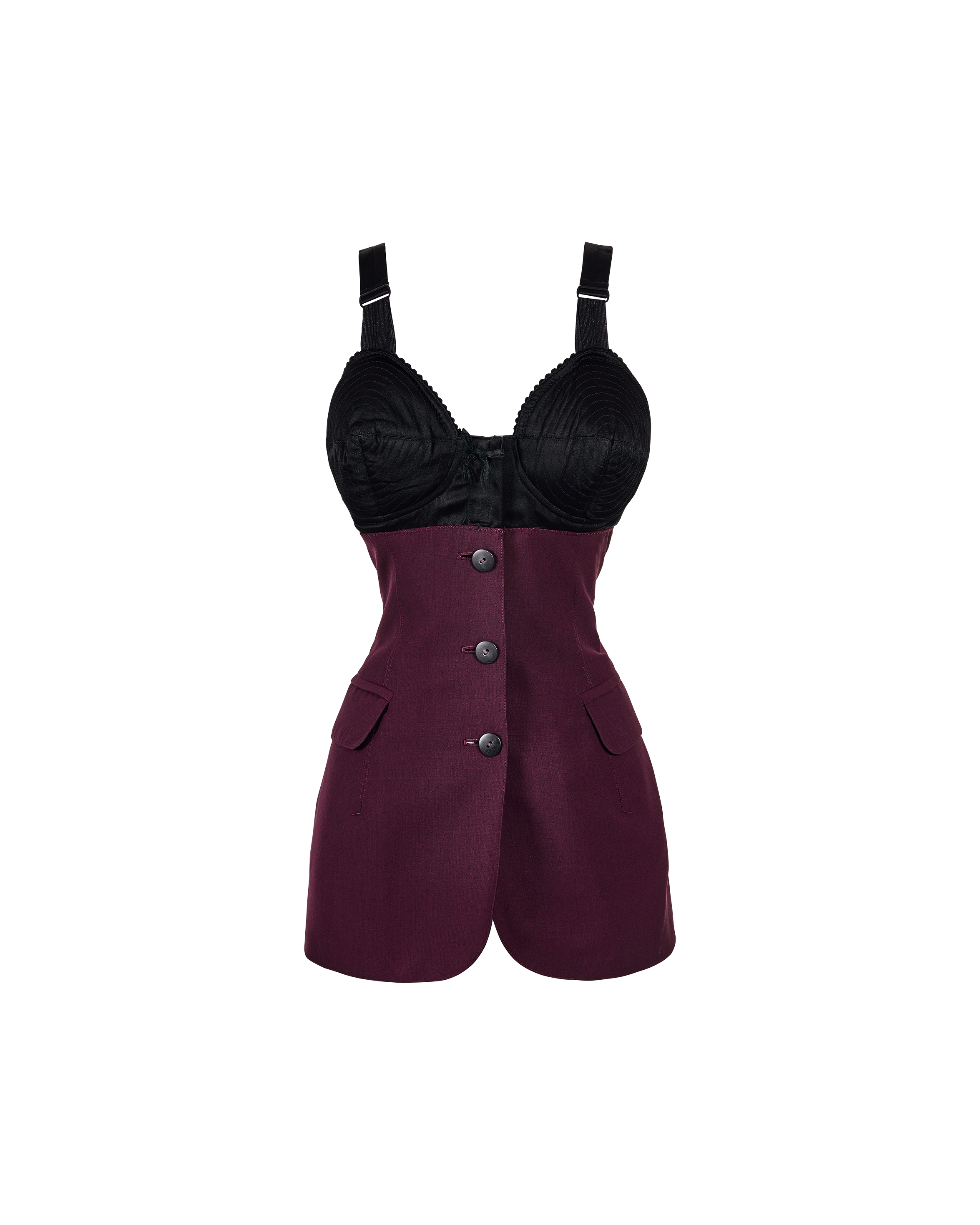 S/S 1987 Cone Bra Color-Block Corset Top